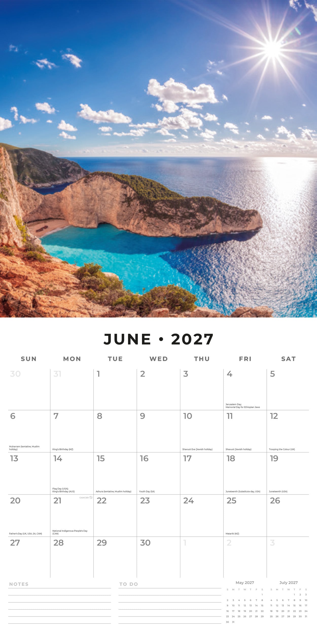 Red Robin 2027 Greek Islands Monthly Wall Calendar | 12" x 12"
