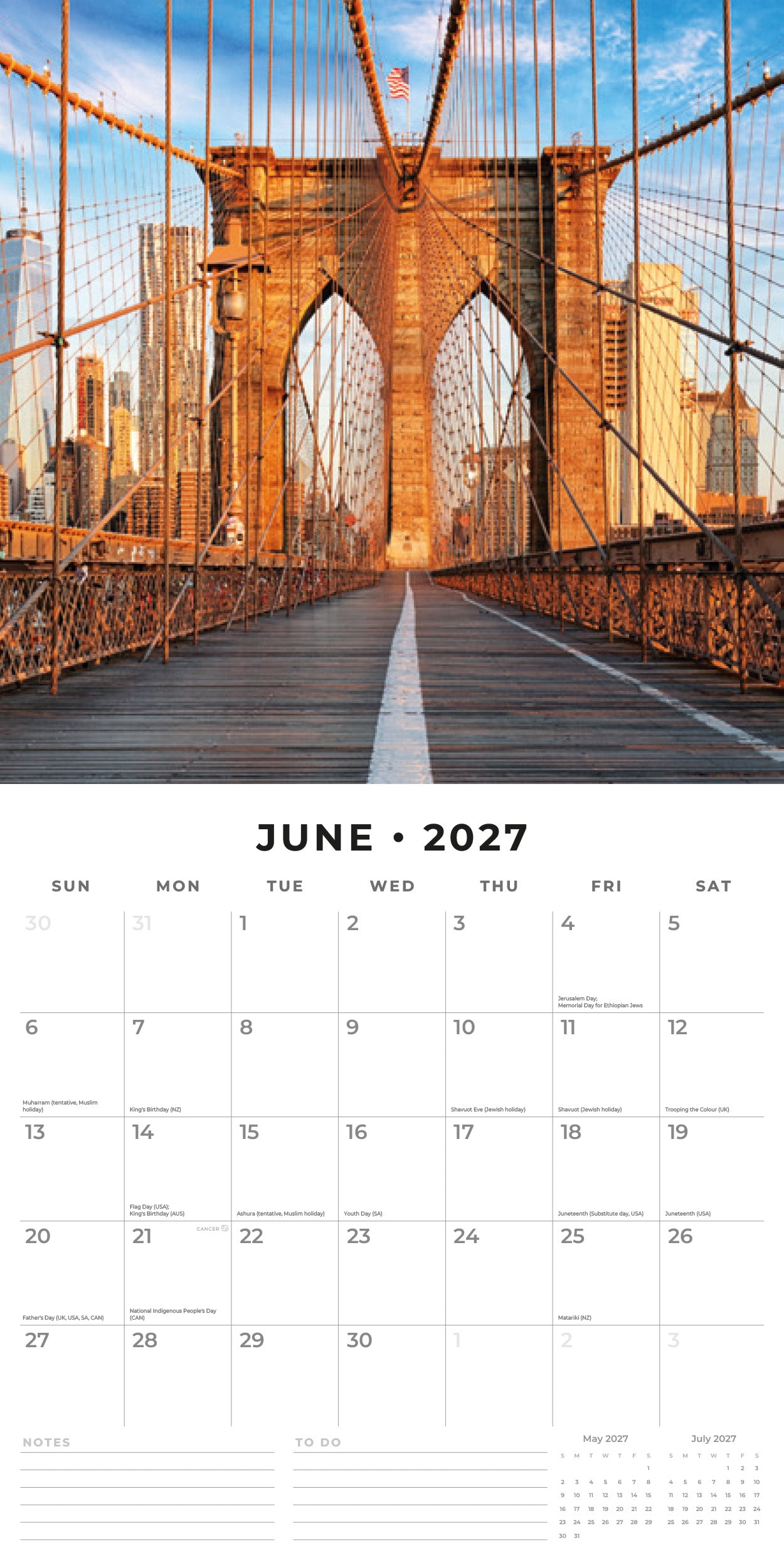 Red Robin 2027 New York Monthly Wall Calendar | 12" x 12"