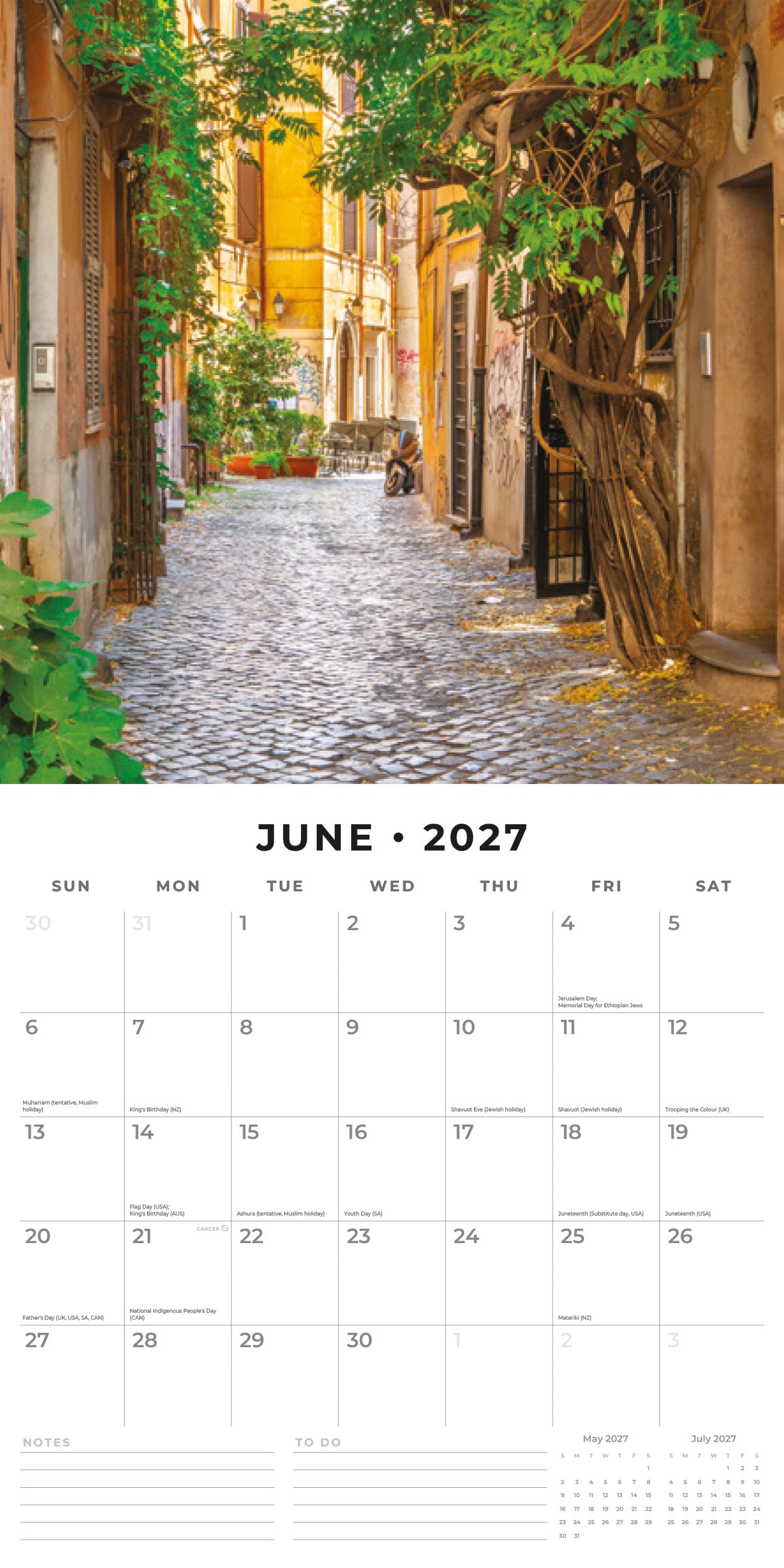 Red Robin 2027 Rome Monthly Wall Calendar | 12" x 12"
