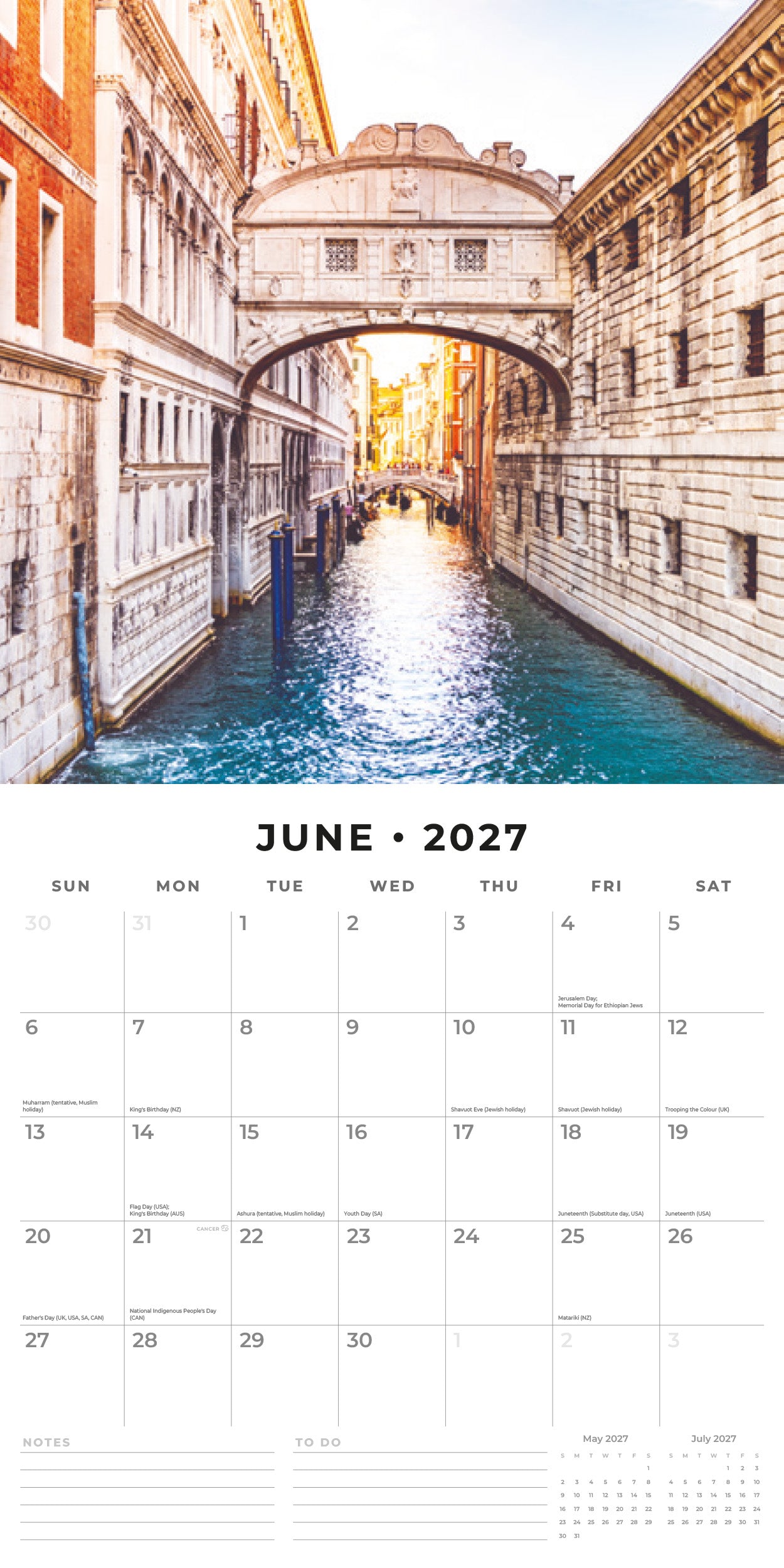 Red Robin 2027 Venice Monthly Wall Calendar | 12" x 12"