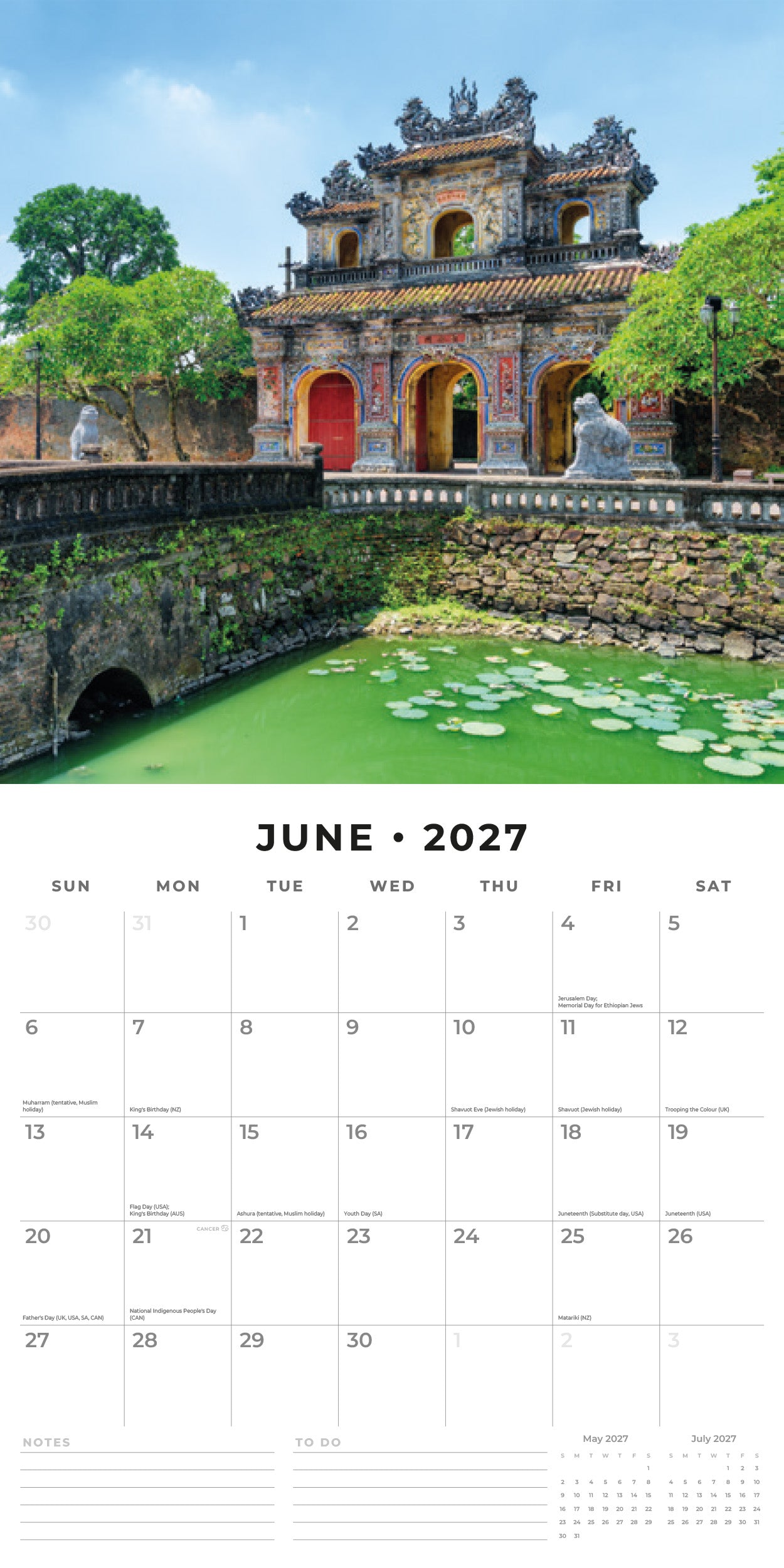 Red Robin 2027 Vietnam Monthly Wall Calendar | 12" x 12"