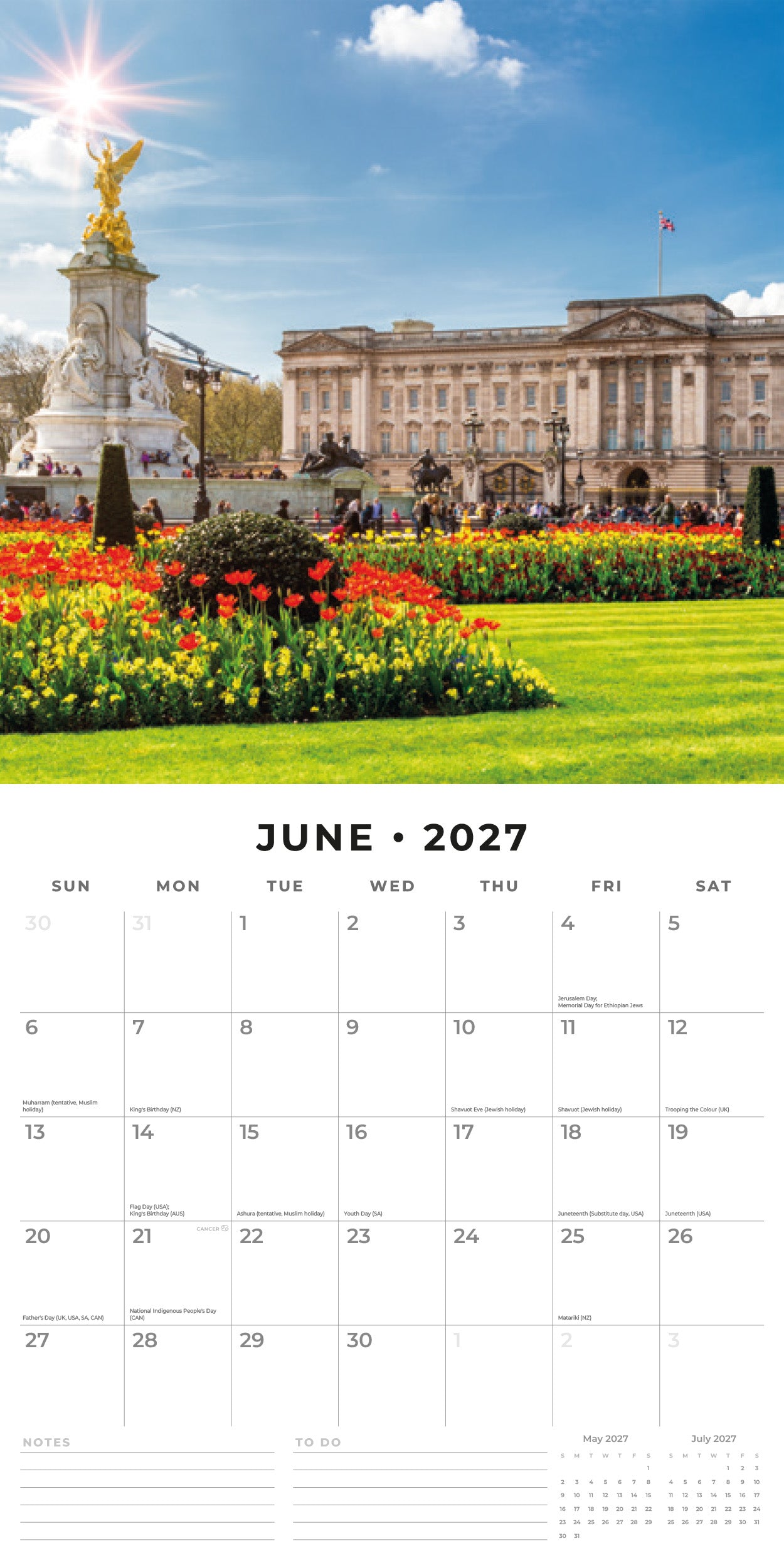 Red Robin 2027 London Monthly Wall Calendar | 12" x 12"