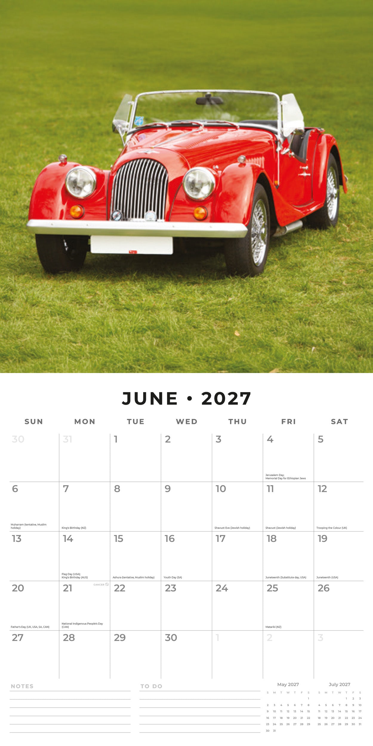 Red Robin 2027 Classic Cars Monthly Wall Calendar | 12" x 12"