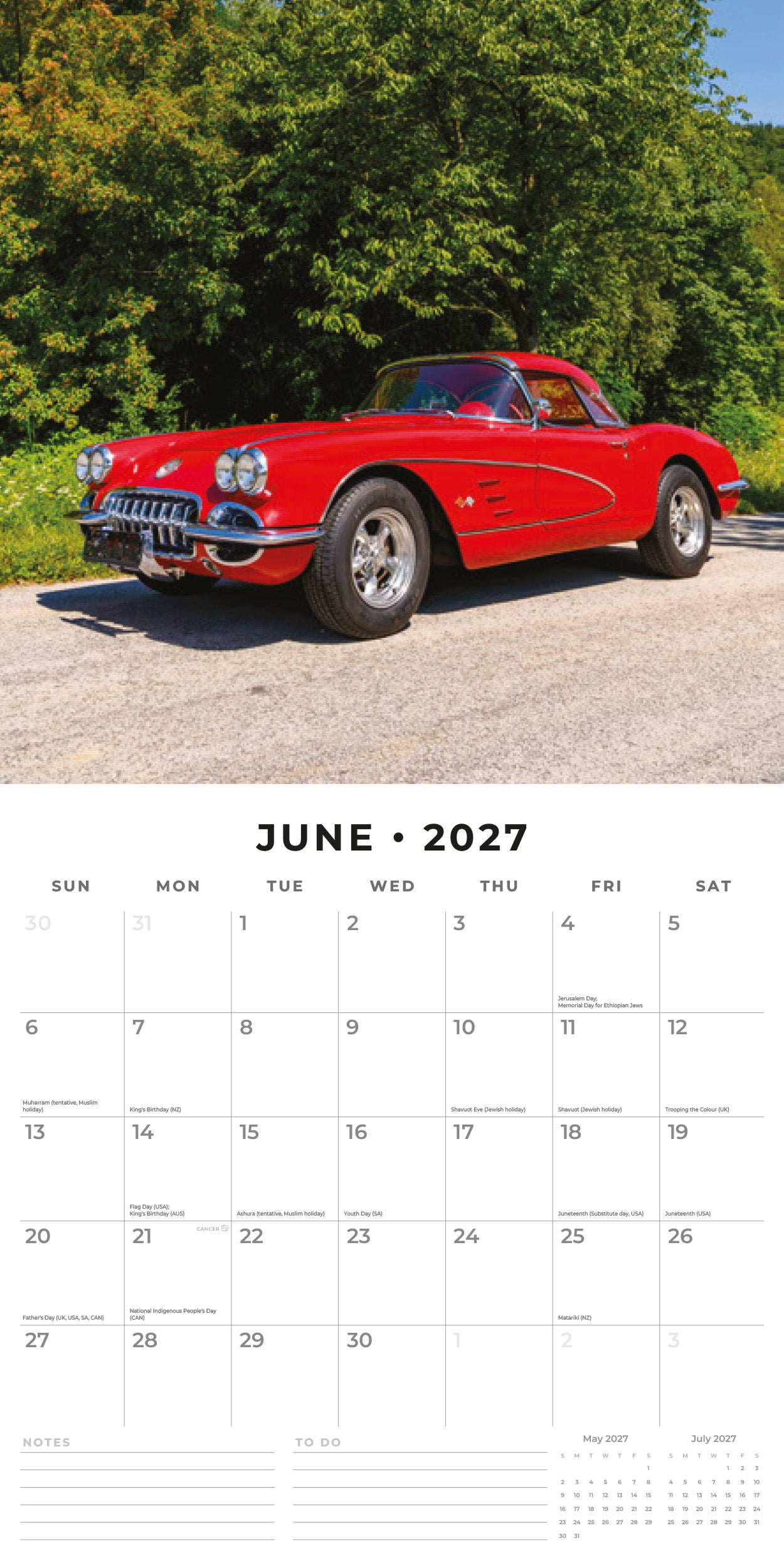 Red Robin 2027 Sports Cars Monthly Wall Calendar | 12" x 12"