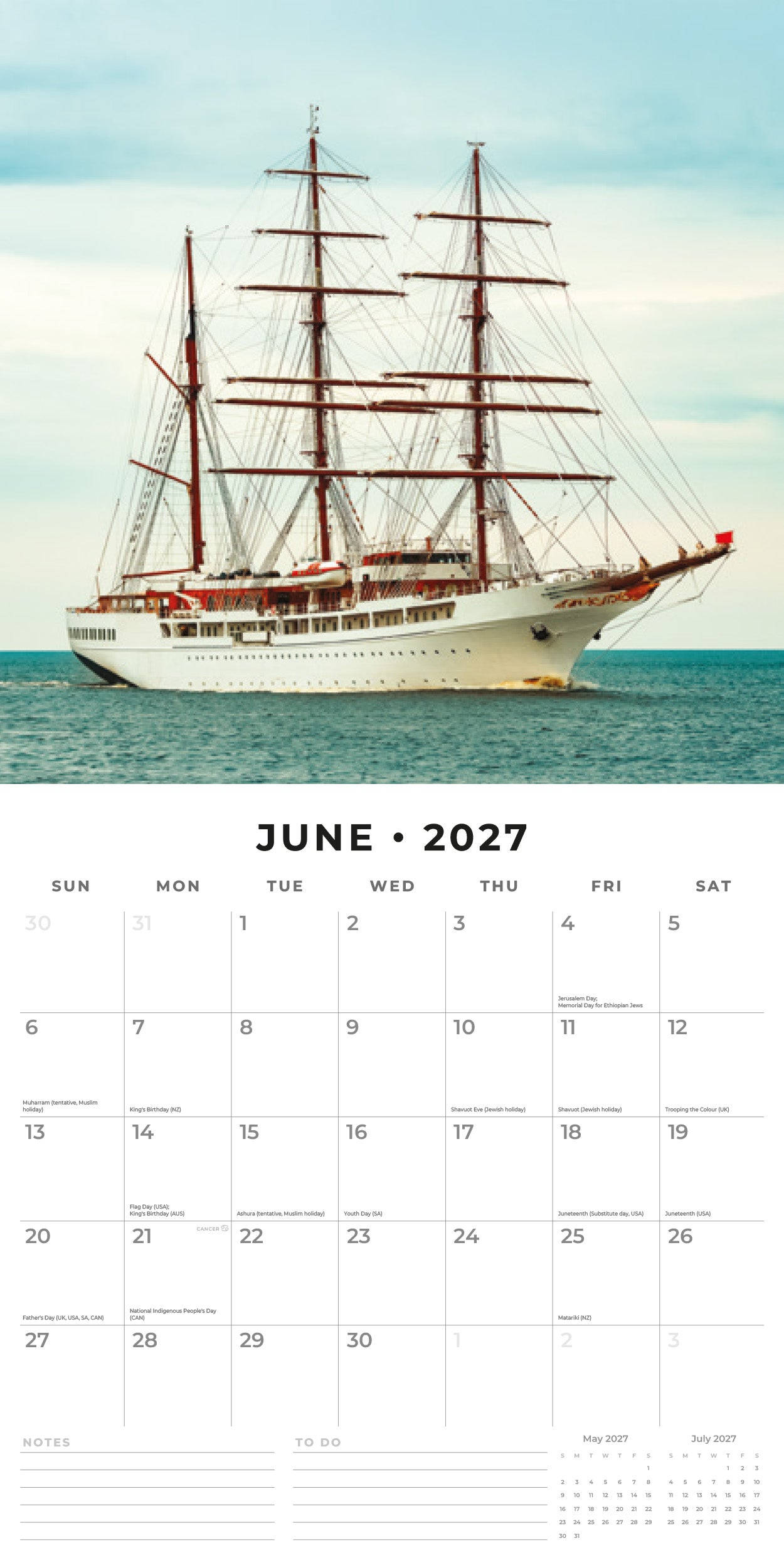 Red Robin 2027 Tall Ships Monthly Wall Calendar | 12" x 12"
