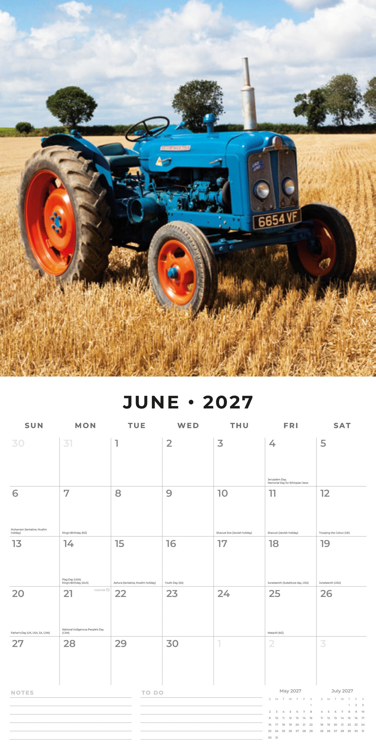 Red Robin 2027 Tractors Monthly Wall Calendar | 12" x 12"