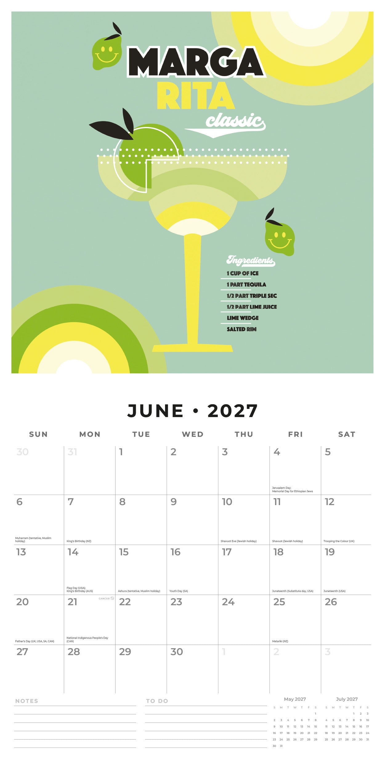 Red Robin 2027 Dominique Vari A Year in Cocktails Wall Calendar | 12" x 12"