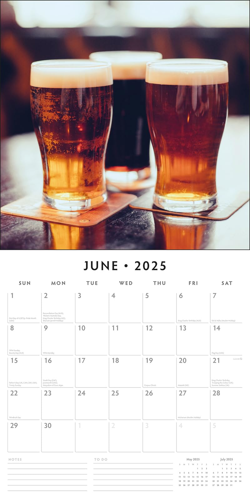 Red Robin 2025 Beer Time Monthly Wall Calendar | 12" x 24" Open | Premium Thick & Sturdy Paper | Hangable 12 Month Calendar | Plastic Free | 4 Month Transition Page for 2024