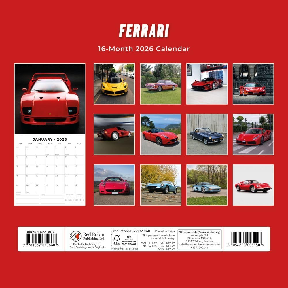 Red Robin 2027 Tractors Monthly Wall Calendar | 12" x 12"