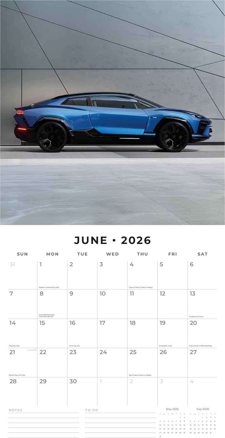 Red Robin 2026 Italian Sports Cars Monthly Wall Calendar | 12" x 24" Open | Premium Thick & Sturdy Paper | Hangable 12 Month Calendar | Lined Notes & To Do Area | Vivid Images | Plastic Free