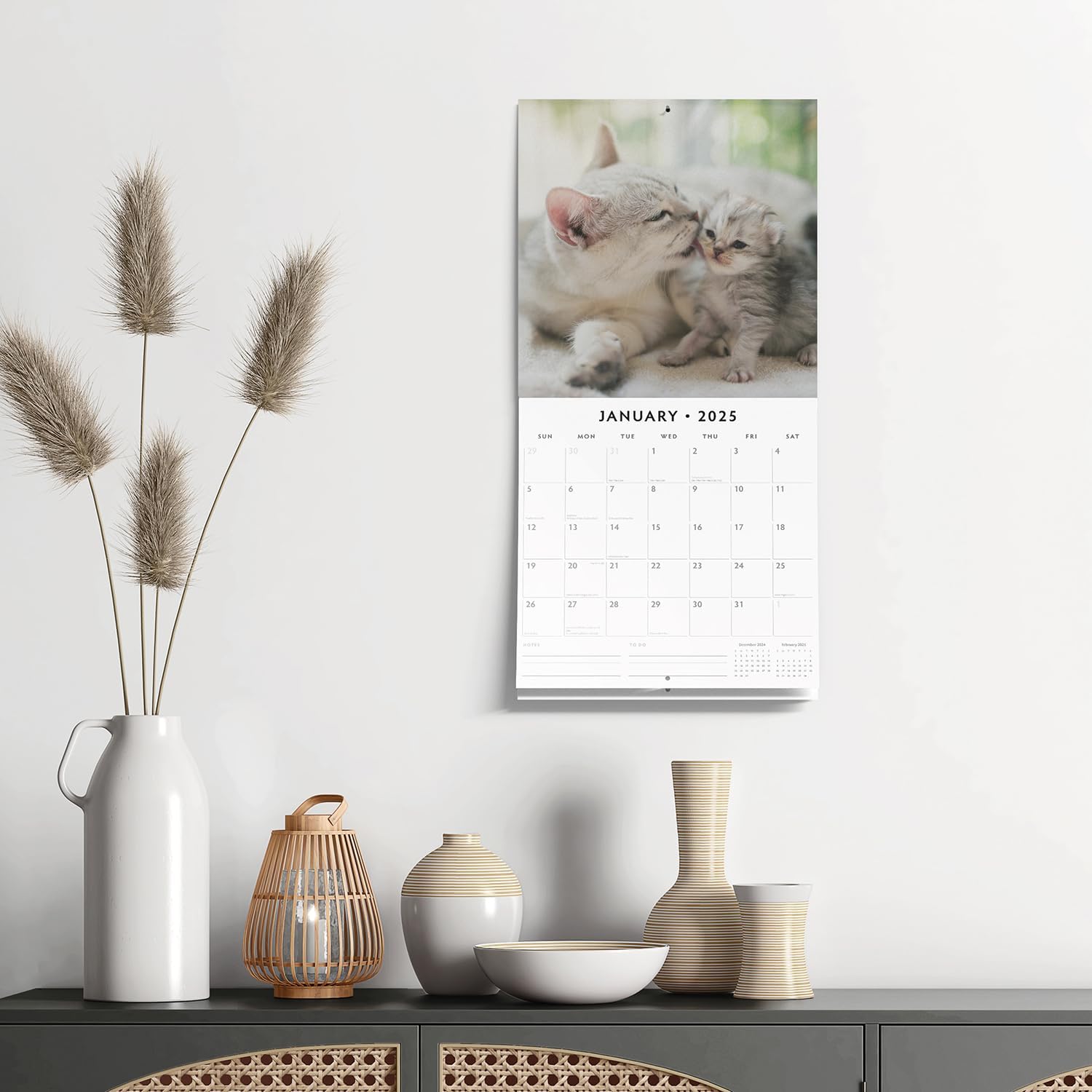 Red Robin 2025 Cats & Kittens Monthly Wall Calendar | 12" x 24" Open | Premium Thick & Sturdy Paper | Hangable 12 Month Calendar | Plastic Free | 4 Month Transition Page for 2024