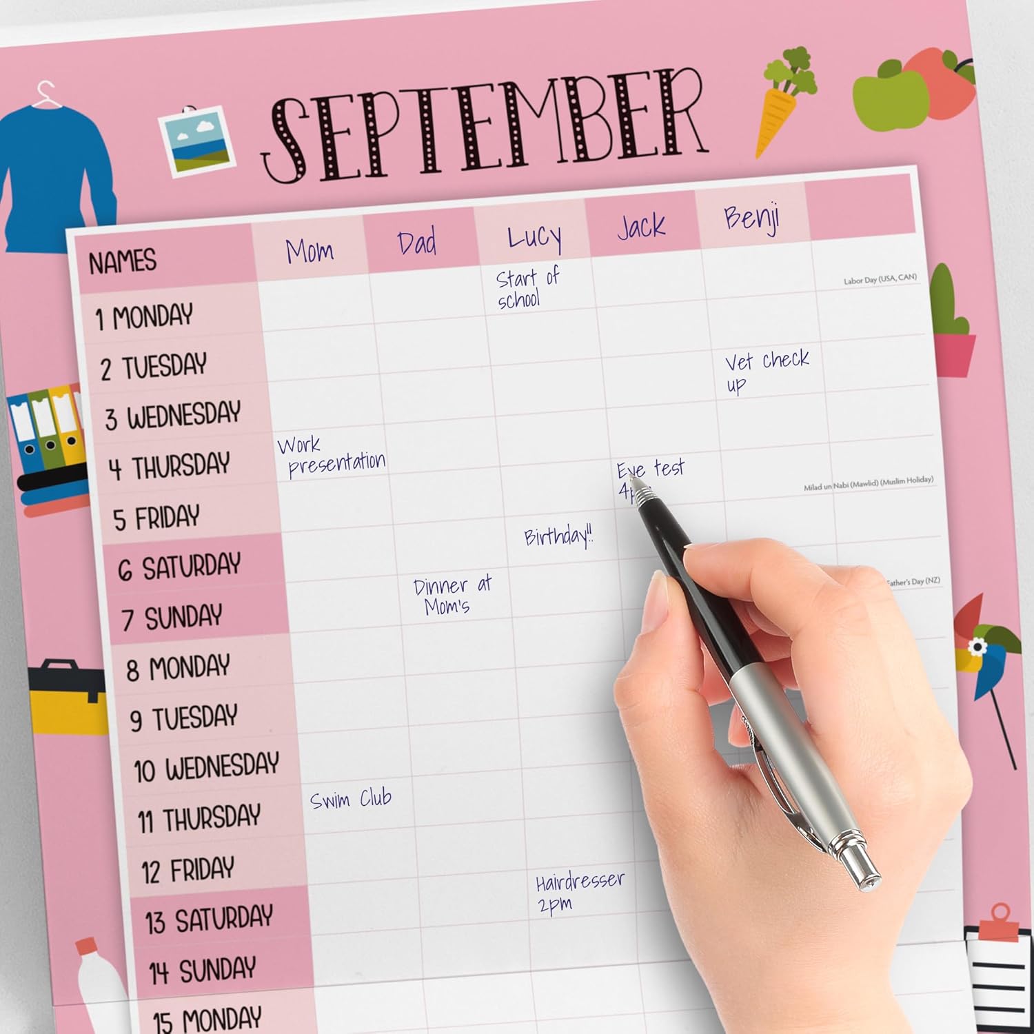 Red Robin 2025 Mom's Organizer Monthly Wall Calendar | 12" x 24" Open | Premium Thick & Sturdy Paper | Hangable 12 Month Calendar | Plastic Free | 4 Month Transition Page for 2024