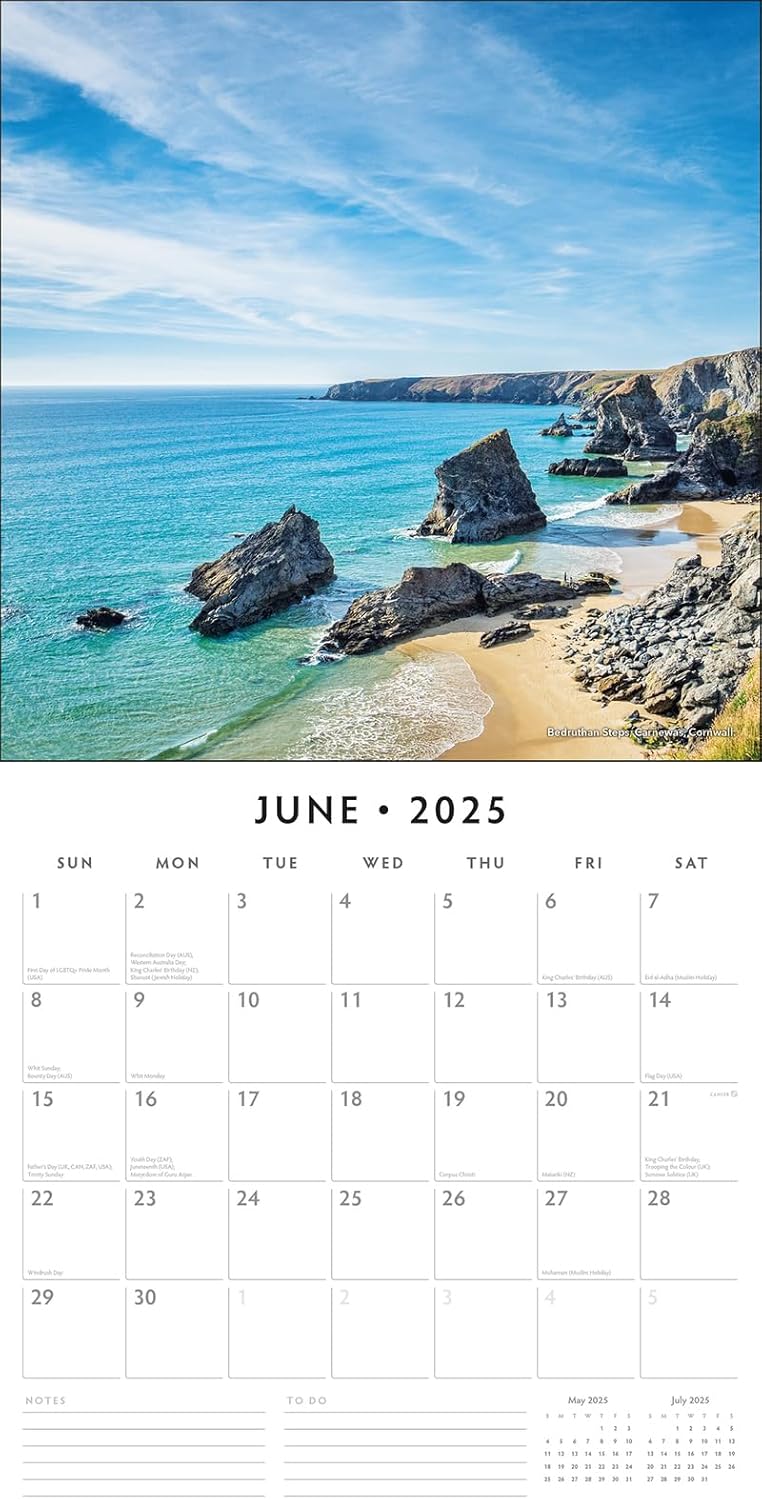 Red Robin 2025 Beautiful Britain Monthly Wall Calendar | 12" x 24" Open | Premium Thick & Sturdy Paper | Hangable 12 Month Calendar | Plastic Free | 4 Month Transition Page for 2024