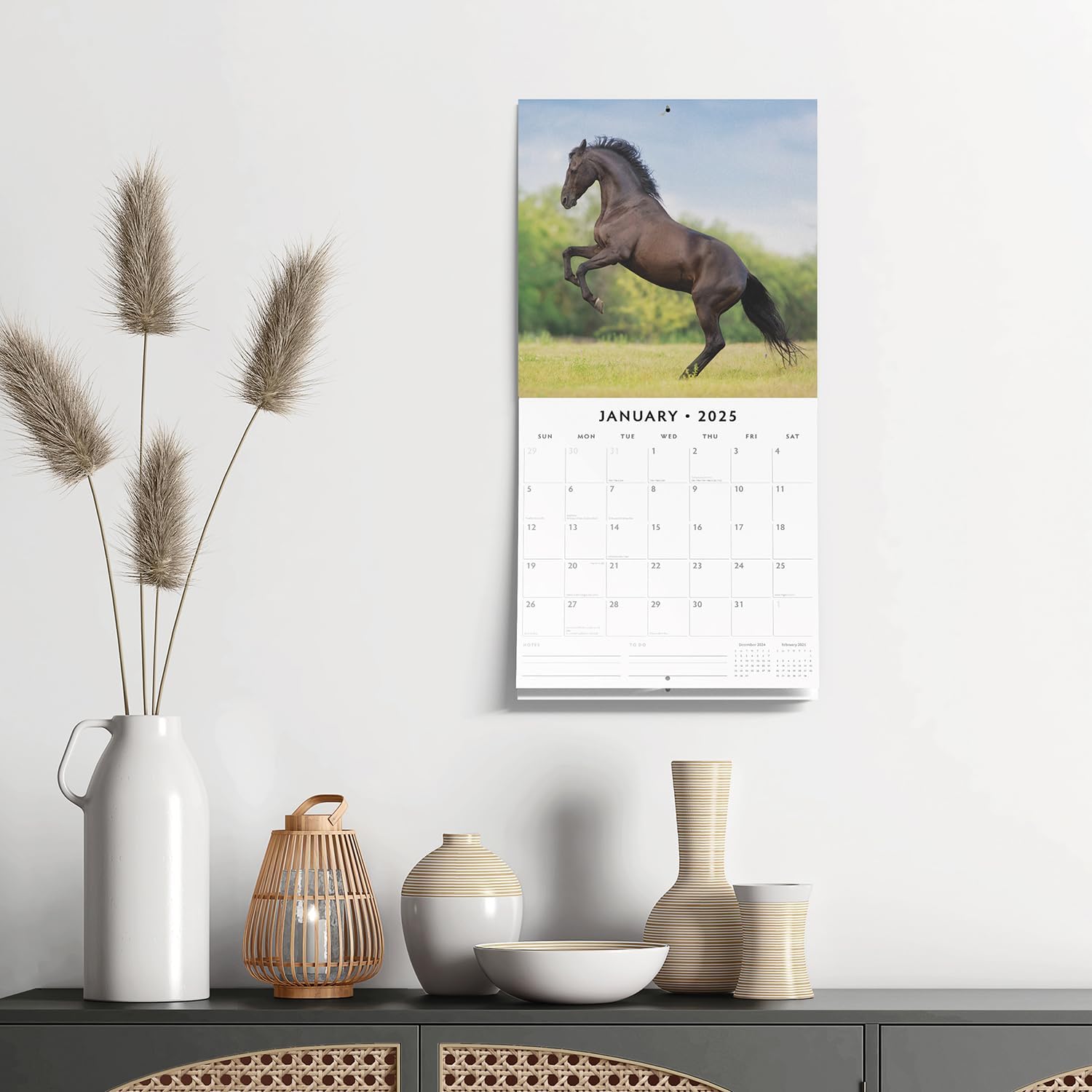 Red Robin 2025 Horses Monthly Wall Calendar | 12" x 24" Open | Premium Thick & Sturdy Paper | Hangable 12 Month Calendar | Plastic Free | 4 Month Transition Page for 2024