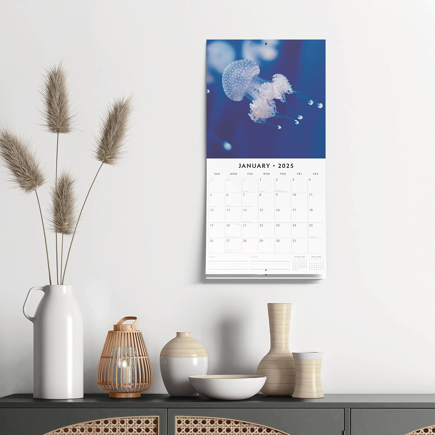 Red Robin 2025 Ocean Life Monthly Wall Calendar | 12" x 24" Open | Premium Thick & Sturdy Paper | Hangable 12 Month Calendar | Plastic Free | 4 Month Transition Page for 2024