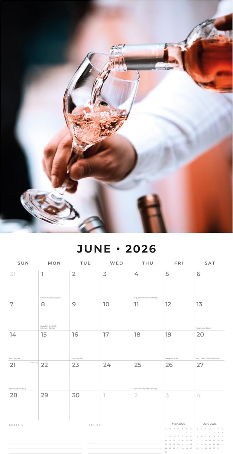 Red Robin 2026 Wine Monthly Wall Calendar | 12" x 24" Open | Premium Thick & Sturdy Paper | Hangable 12 Month Calendar | Lined Notes & To Do Area | Vivid Images | Plastic Free