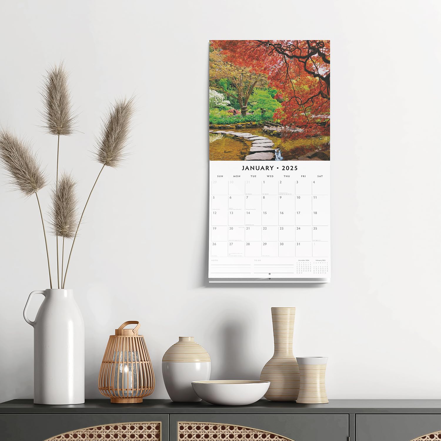 Red Robin 2025 Beautiful Gardens Monthly Wall Calendar | 12" x 24" Open | Premium Thick & Sturdy Paper | Hangable 12 Month Calendar | Plastic Free | 4 Month Transition Page for 2024