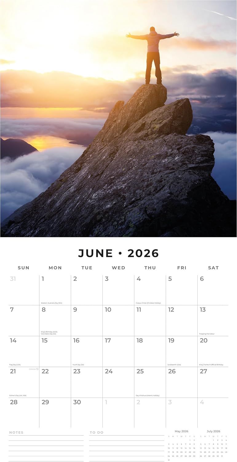 Red Robin 2026 Motivation Monthly Wall Calendar | 12" x 24" Open | Premium Thick & Sturdy Paper | Hangable 12 Month Calendar | Lined Notes & To Do Area | Vivid Images | Plastic Free