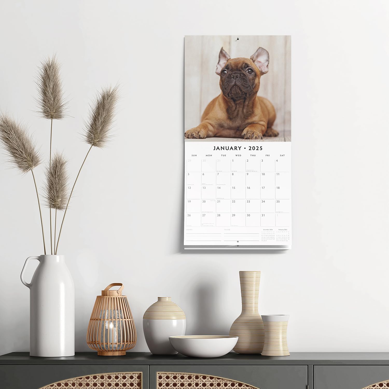 Red Robin 2025 French Bulldogs Monthly Wall Calendar | 12" x 24" Open | Premium Thick & Sturdy Paper | Hangable 12 Month Calendar | Plastic Free | 4 Month Transition Page for 2024