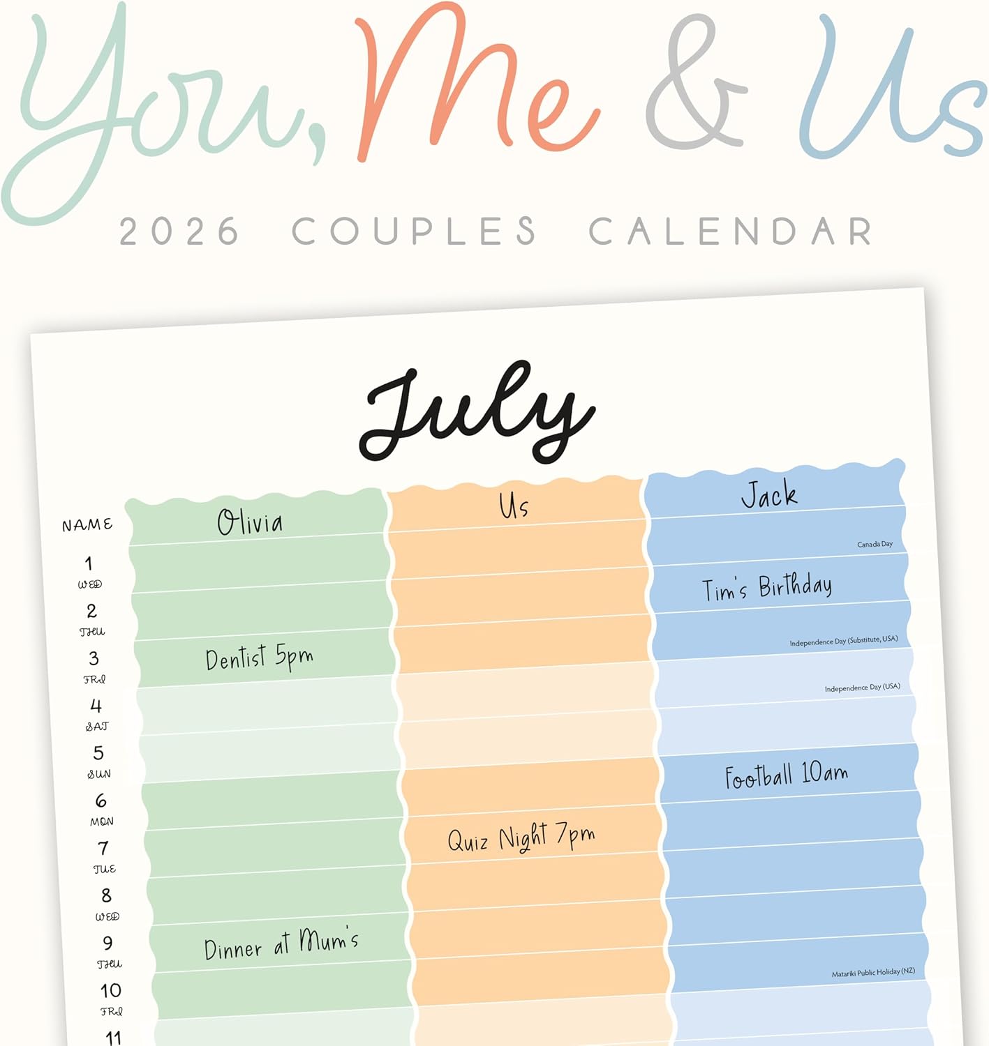 Red Robin 2026 You, Me & Us Monthly Wall Calendar | 12" x 24" Open | Premium Thick & Sturdy Paper | Hangable 12 Month Calendar | Lined Notes & To Do Area | Vivid Images | Plastic Free