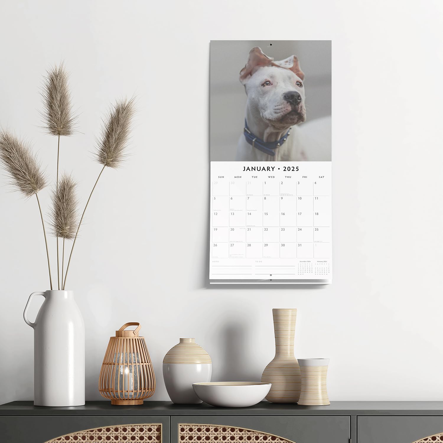 Red Robin 2025 American Staffordshire Terriers Monthly Wall Calendar | 12" x 24" Open | Premium Thick & Sturdy Paper | Hangable 12 Month Calendar | Plastic Free | 4 Month Transition Page for 2024