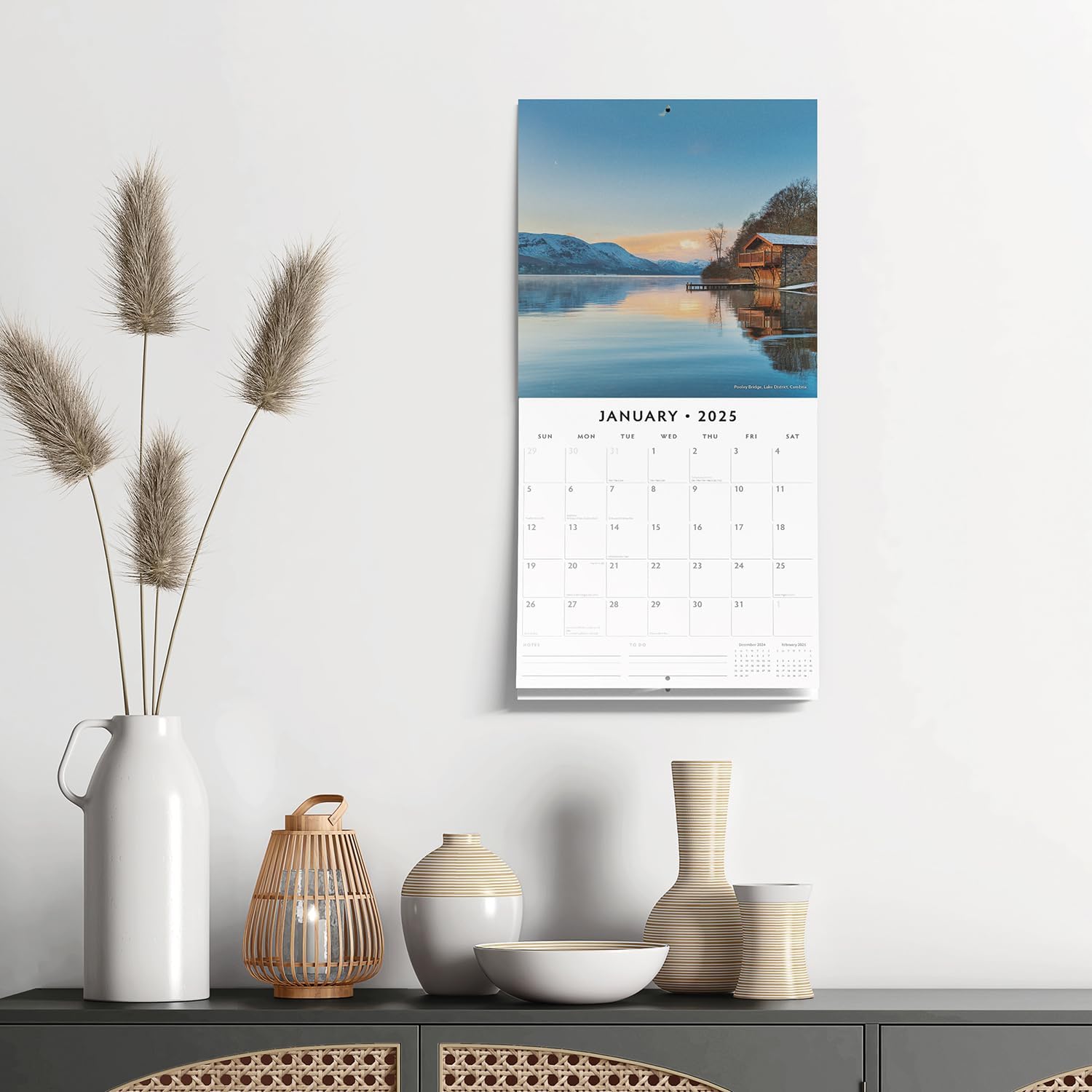 Red Robin 2025 Beautiful Britain Monthly Wall Calendar | 12" x 24" Open | Premium Thick & Sturdy Paper | Hangable 12 Month Calendar | Plastic Free | 4 Month Transition Page for 2024