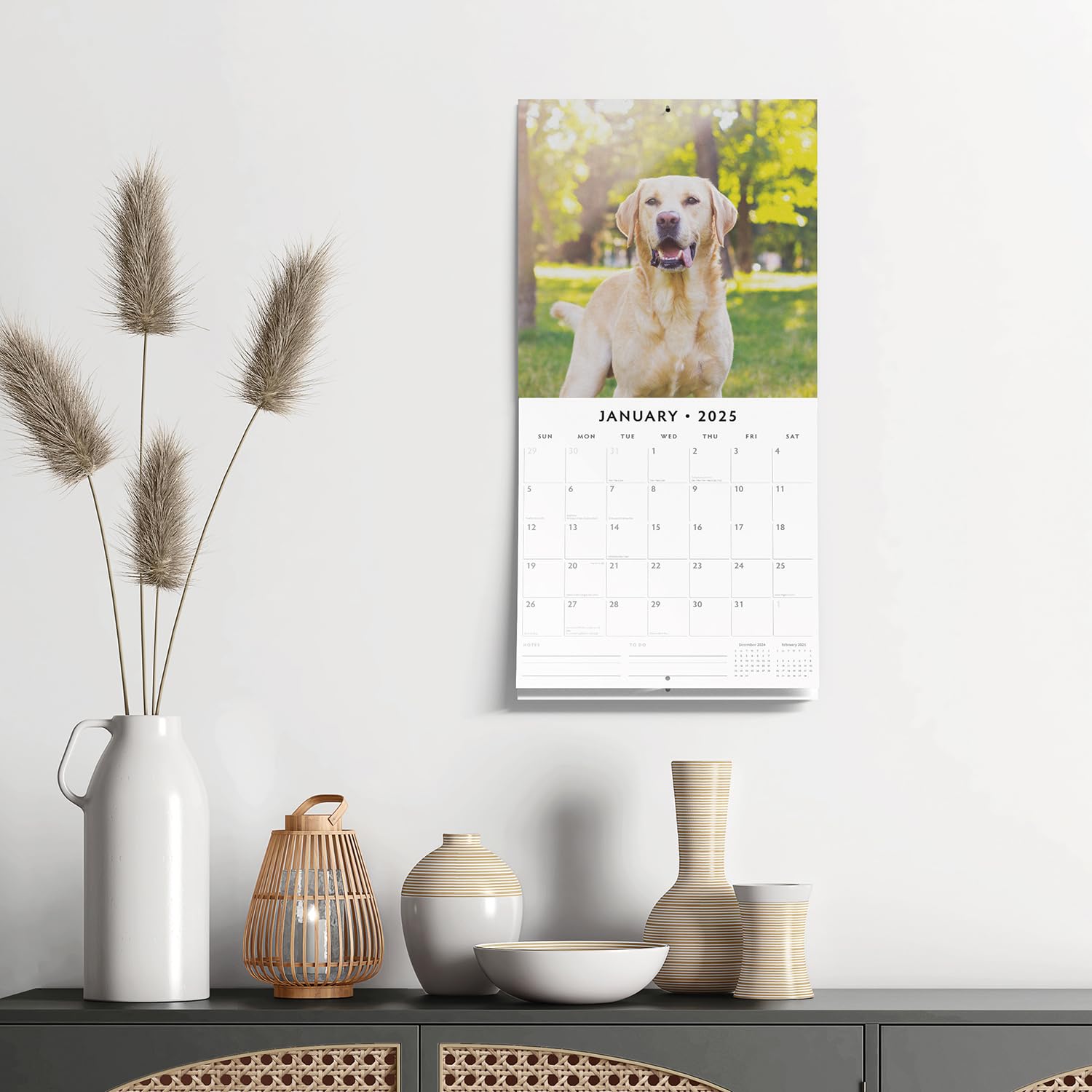 Red Robin 2025 Labradors Monthly Wall Calendar | 12" x 24" Open | Premium Thick & Sturdy Paper | Hangable 12 Month Calendar | Plastic Free | 4 Month Transition Page for 2024