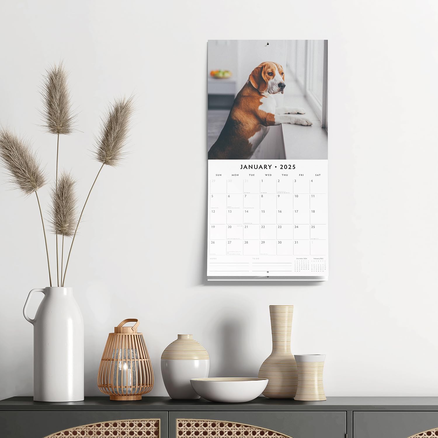 Red Robin 2025 Beagles Monthly Wall Calendar | 12" x 24" Open | Premium Thick & Sturdy Paper | Hangable 12 Month Calendar | Plastic Free | 4 Month Transition Page for 2024