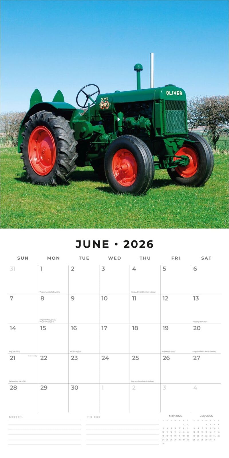 Red Robin 2027 Tractors Monthly Wall Calendar | 12" x 12"