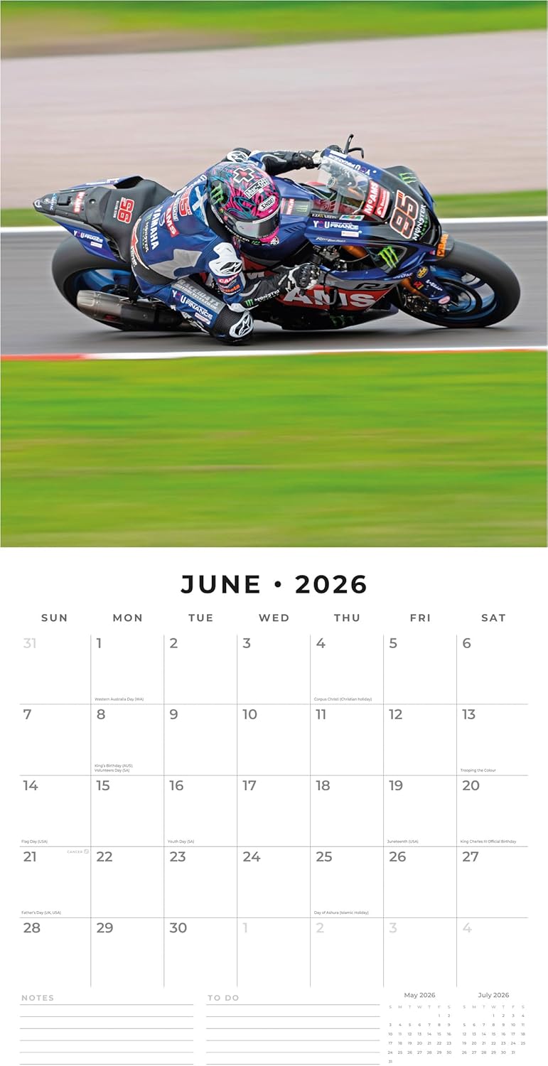 Red Robin 2026 Superbikes Monthly Wall Calendar | 12" x 24" Open | Premium Thick & Sturdy Paper | Hangable 12 Month Calendar | Lined Notes & To Do Area | Vivid Images | Plastic Free
