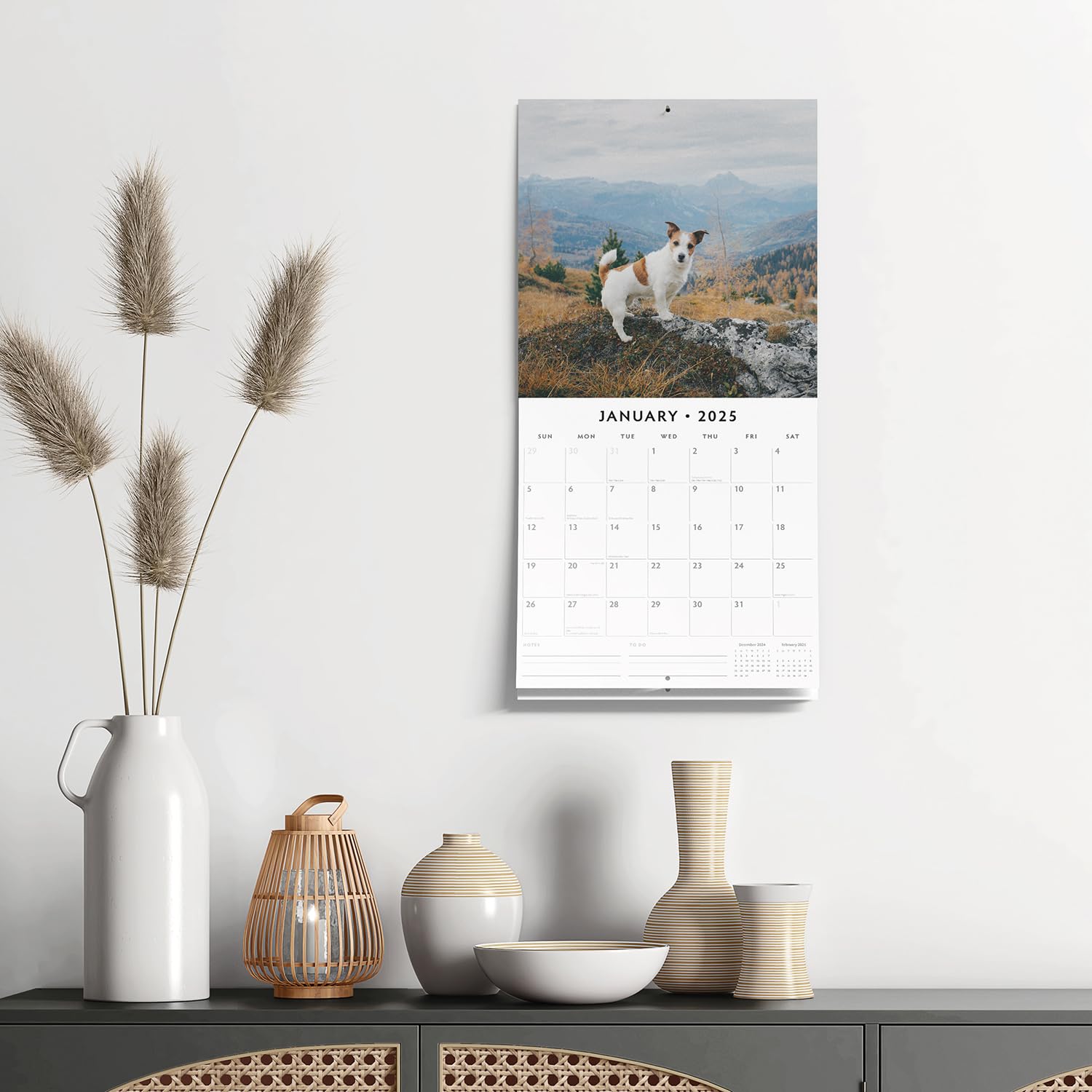 Red Robin 2025 Jack Russells Monthly Wall Calendar | 12" x 24" Open | Premium Thick & Sturdy Paper | Hangable 12 Month Calendar | Plastic Free | 4 Month Transition Page for 2024