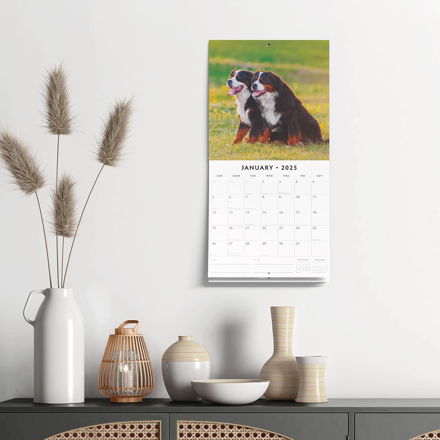 Red Robin 2025 Bernese Mountain Dogs Monthly Wall Calendar | 12" x 24" Open | Premium Thick & Sturdy Paper | Hangable 12 Month Calendar | Plastic Free | 4 Month Transition Page for 2024