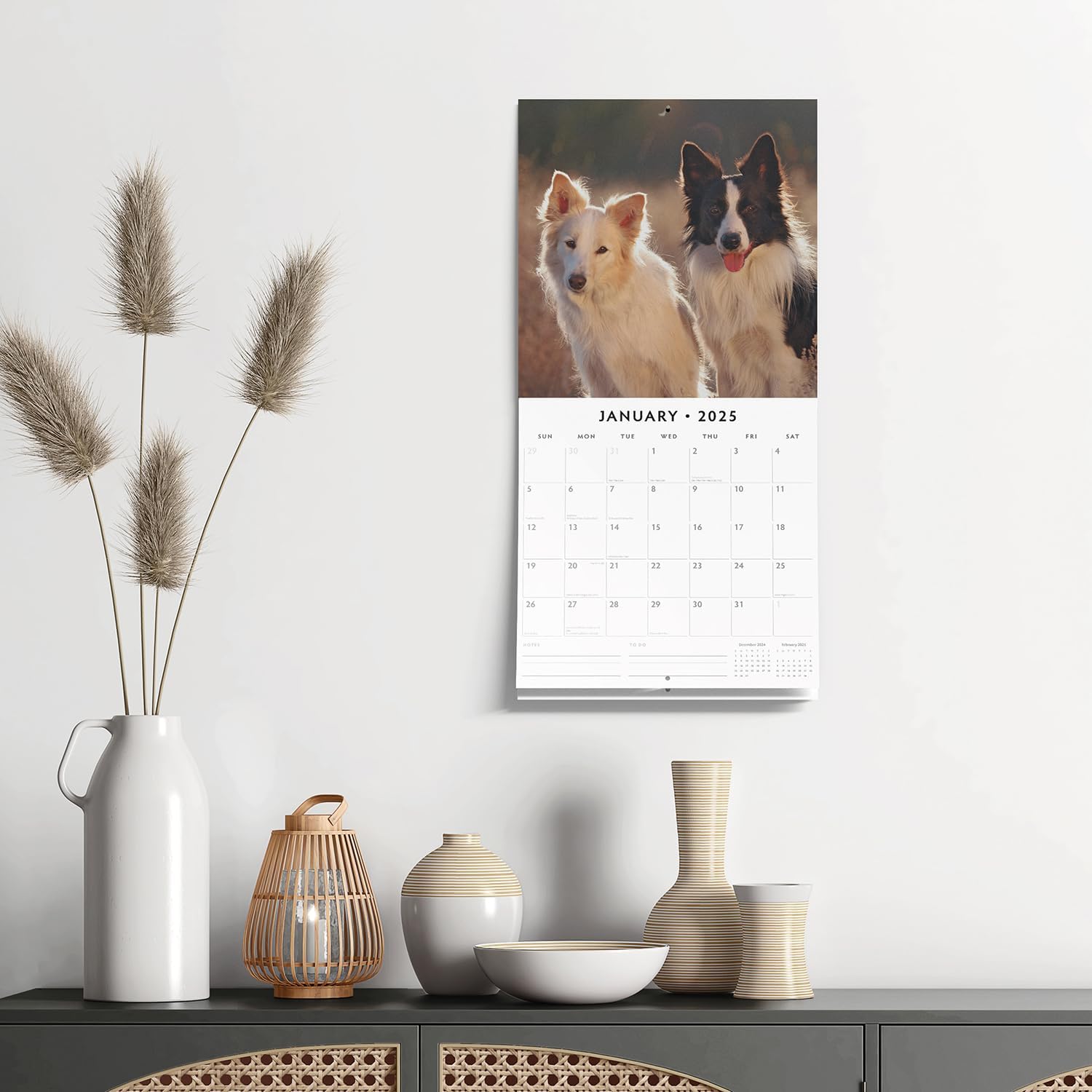 Red Robin 2025 Border Collies Monthly Wall Calendar | 12" x 24" Open | Premium Thick & Sturdy Paper | Hangable 12 Month Calendar | Plastic Free | 4 Month Transition Page for 2024