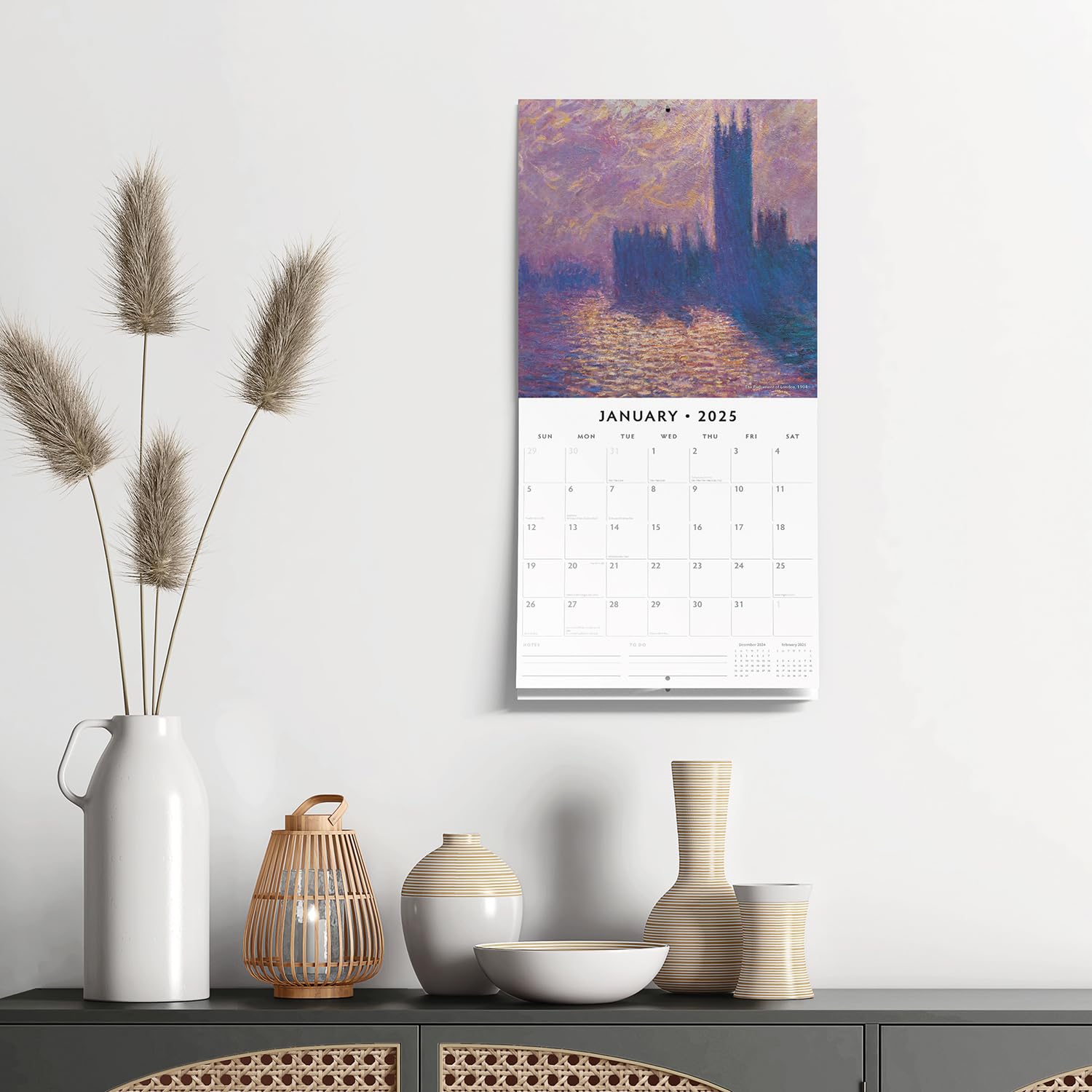 Red Robin 2025 Monet Monthly Wall Calendar | 12" x 24" Open | Premium Thick & Sturdy Paper | Hangable 12 Month Calendar | Plastic Free | 4 Month Transition Page for 2024