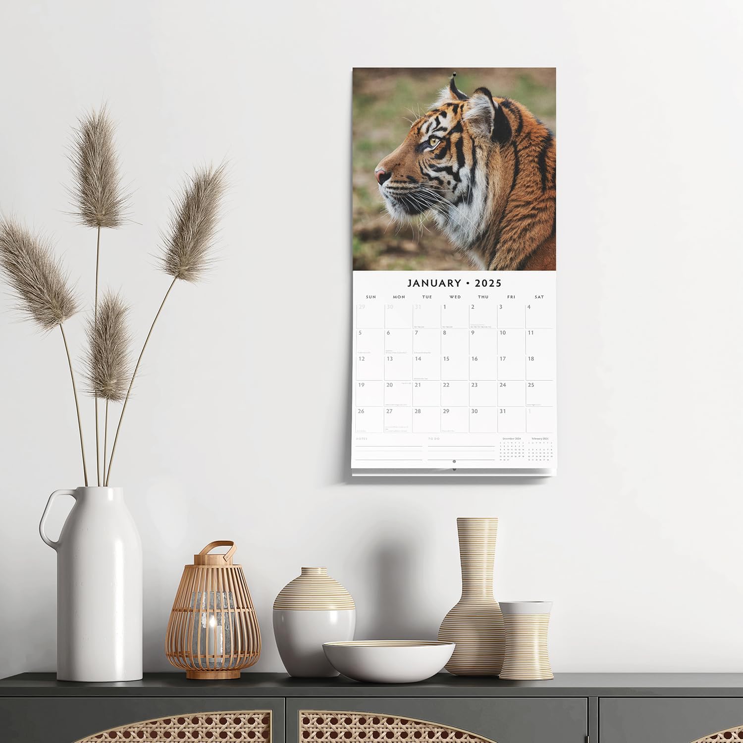 Red Robin 2025 Tigers Monthly Wall Calendar | 12" x 24" Open | Premium Thick & Sturdy Paper | Hangable 12 Month Calendar | Plastic Free | 4 Month Transition Page for 2024