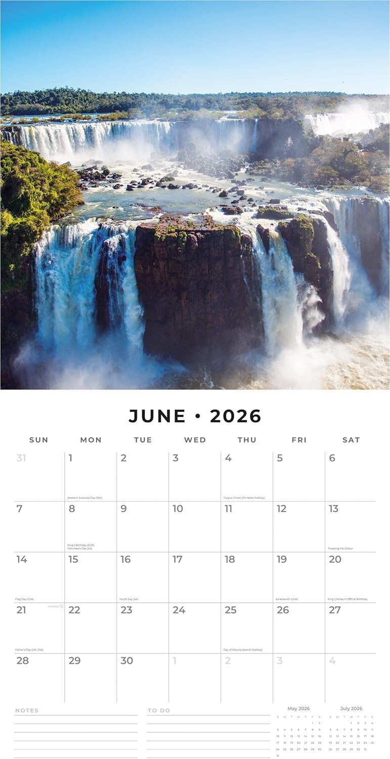 Red Robin 2026 Wonders of the World Monthly Wall Calendar | 12" x 24" Open | Premium Thick & Sturdy Paper | Hangable 12 Month Calendar | Lined Notes & To Do Area | Vivid Images | Plastic Free