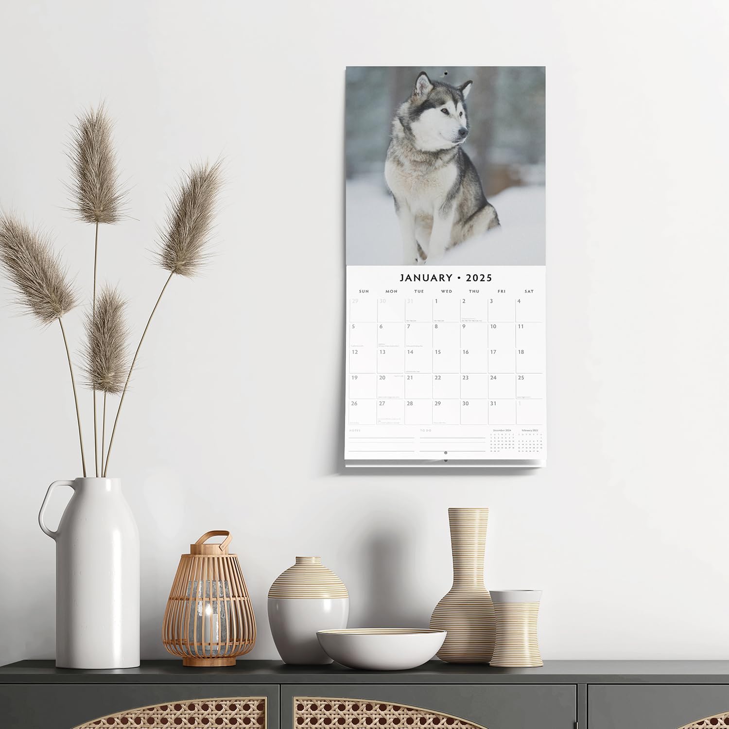 Red Robin 2025 Alaskan Malamutes Monthly Wall Calendar | 12" x 24" Open | Premium Thick & Sturdy Paper | Hangable 12 Month Calendar | Plastic Free | 4 Month Transition Page for 2024