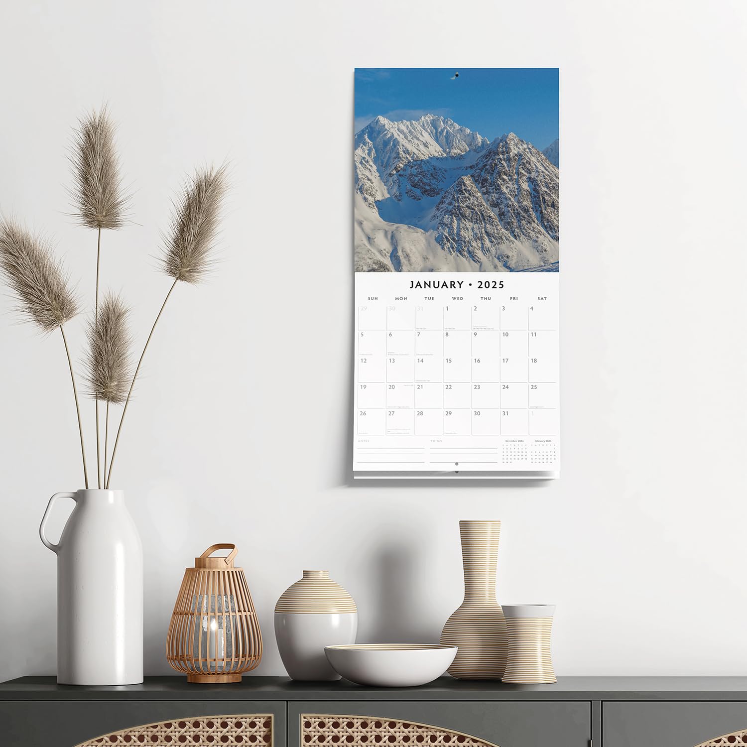 Red Robin 2025 Arctic Monthly Wall Calendar | 12" x 24" Open | Premium Thick & Sturdy Paper | Hangable 12 Month Calendar | Plastic Free | 4 Month Transition Page for 2024