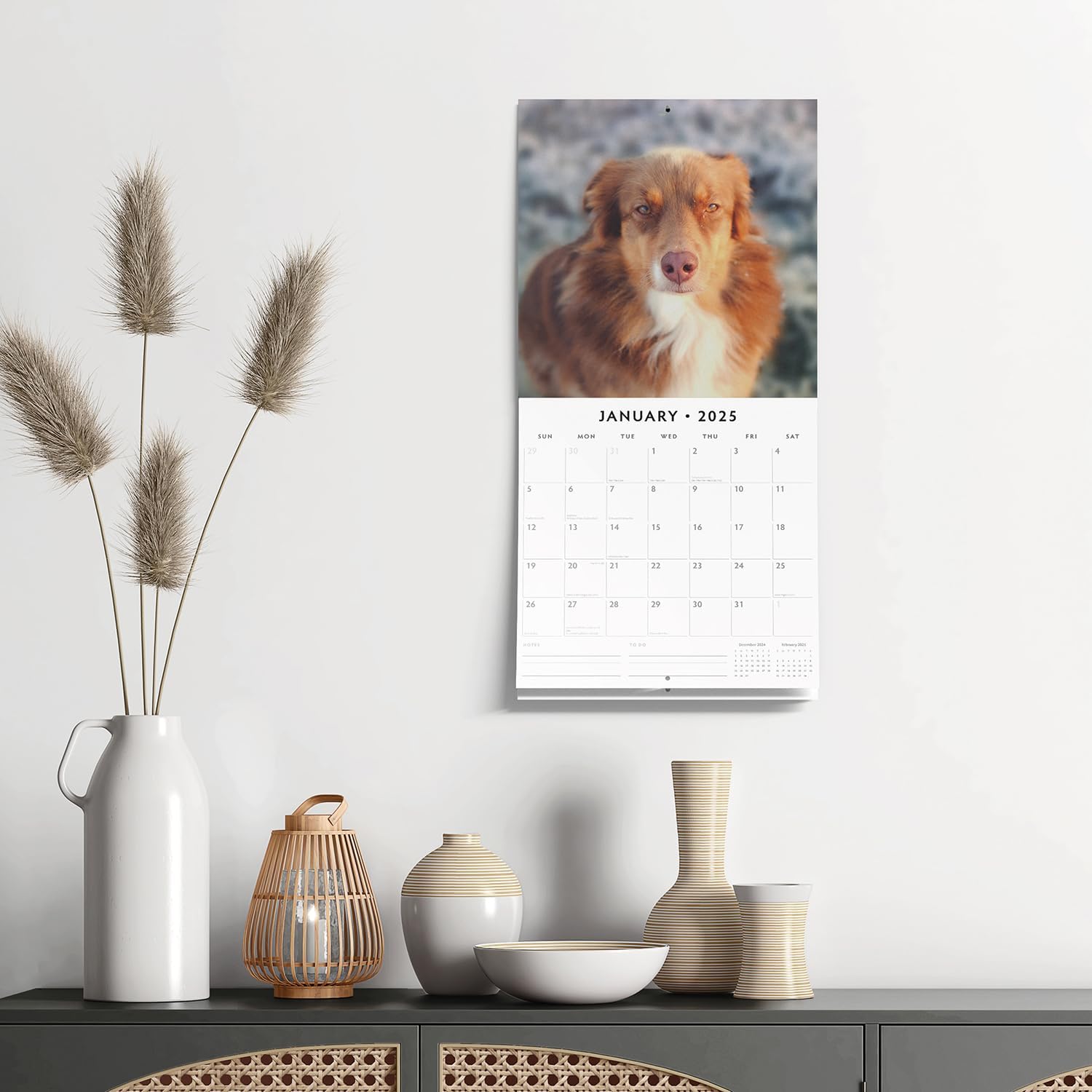 Red Robin 2025 Australian Shepherds Monthly Wall Calendar | 12" x 24" Open | Premium Thick & Sturdy Paper | Hangable 12 Month Calendar | Plastic Free | 4 Month Transition Page for 2024