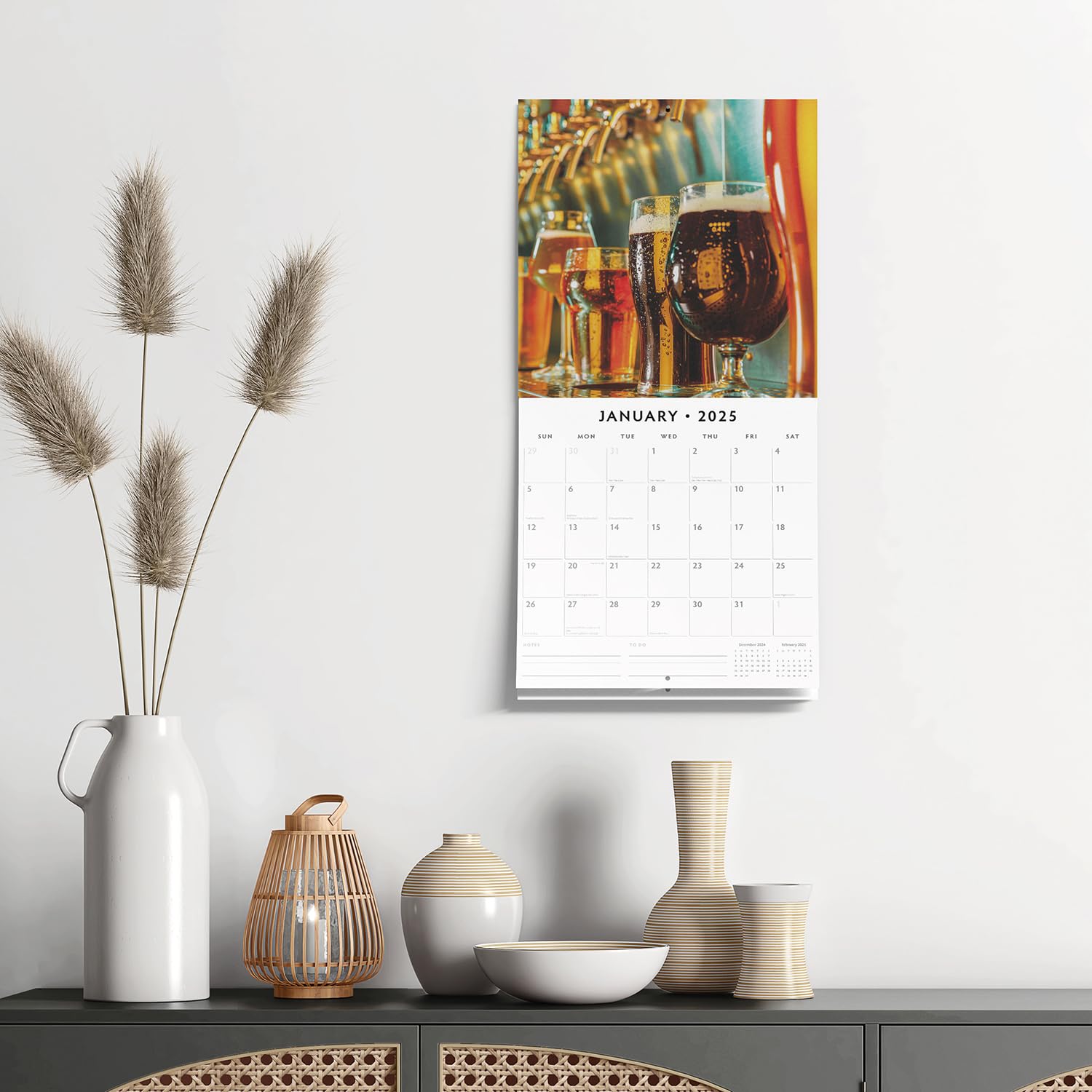 Red Robin 2025 Beer Time Monthly Wall Calendar | 12" x 24" Open | Premium Thick & Sturdy Paper | Hangable 12 Month Calendar | Plastic Free | 4 Month Transition Page for 2024