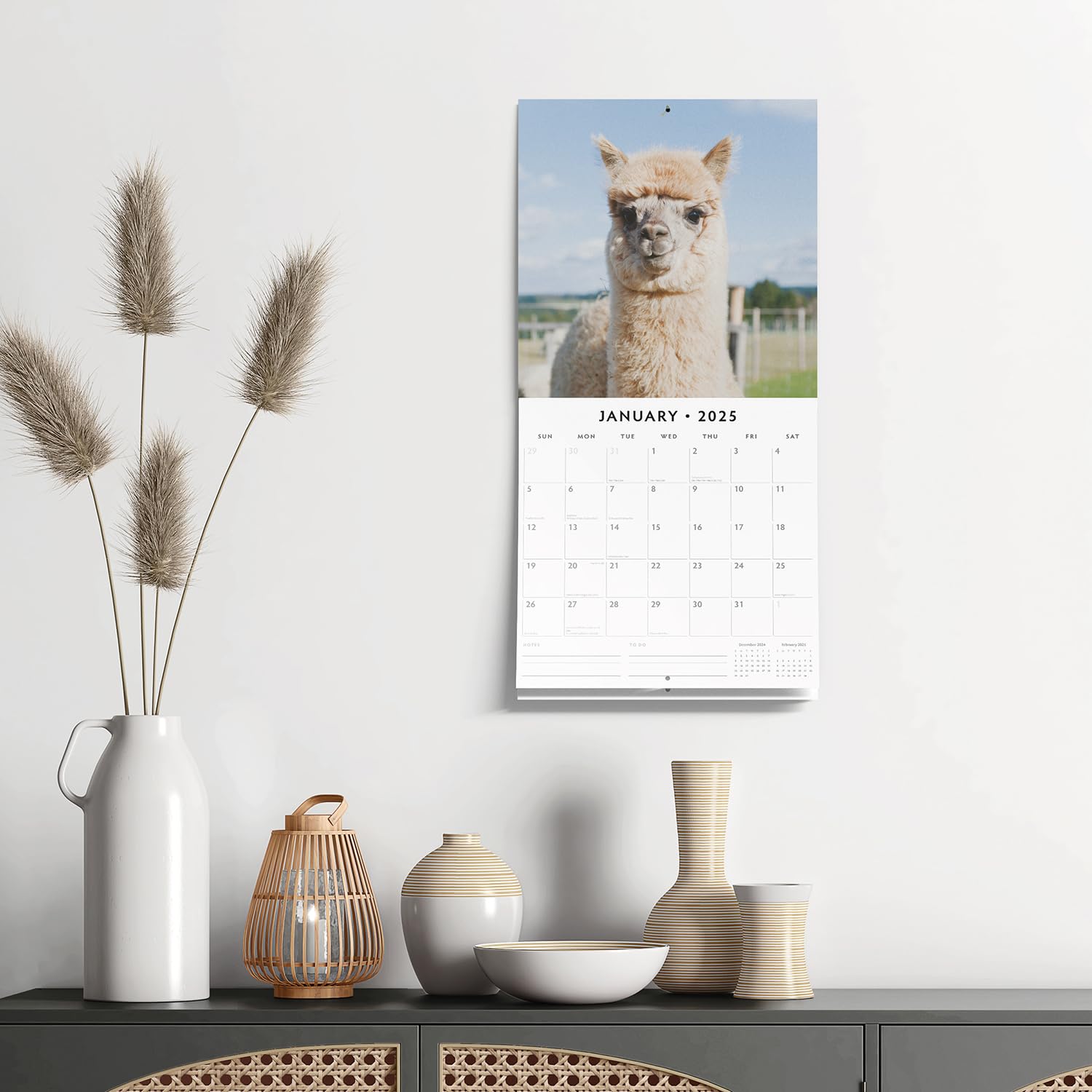 2025 Alpacas Monthly Wall Calendar | 12" x 24" Open | Premium Thick & Sturdy Paper | Hangable 12 Month Calendar | Plastic Free | 4 Month Transition Page for 2024