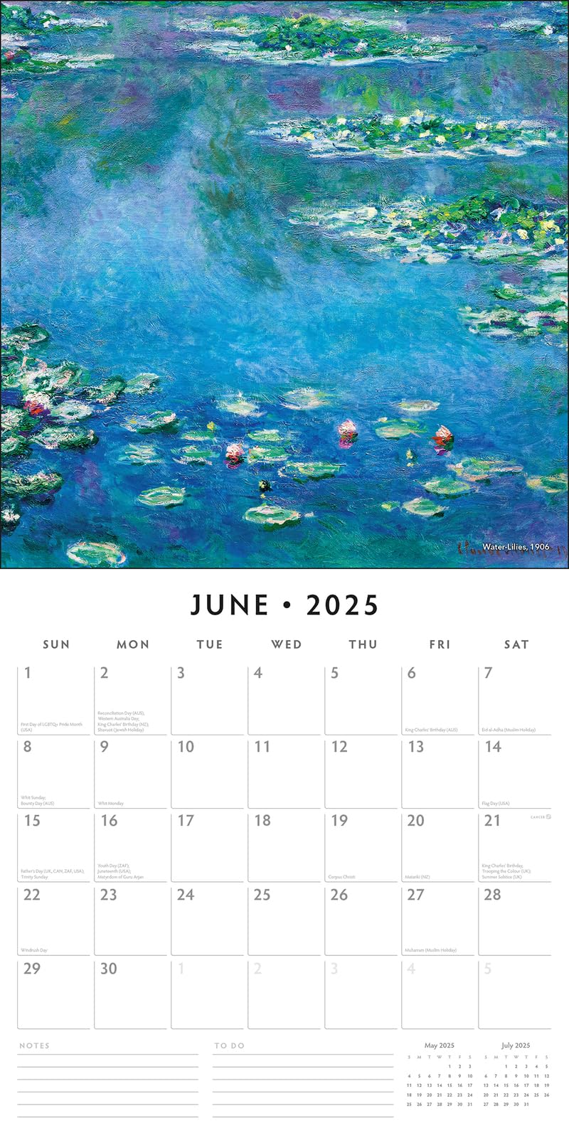 Red Robin 2025 Monet Monthly Wall Calendar | 12" x 24" Open | Premium Thick & Sturdy Paper | Hangable 12 Month Calendar | Plastic Free | 4 Month Transition Page for 2024