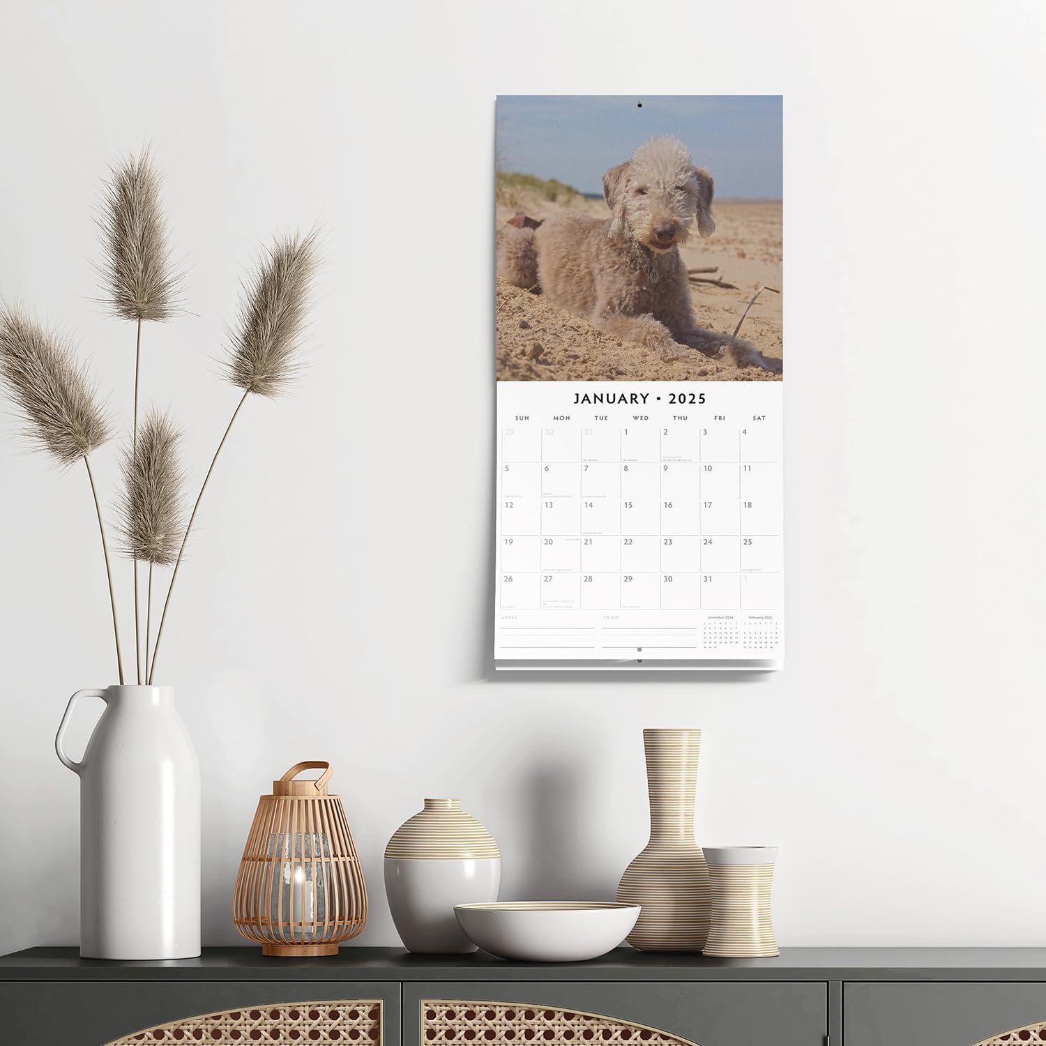 Red Robin 2025 Bedlington Terriers Monthly Wall Calendar | 12" x 24" Open | Premium Thick & Sturdy Paper | Hangable 12 Month Calendar | Plastic Free | 4 Month Transition Page for 2024