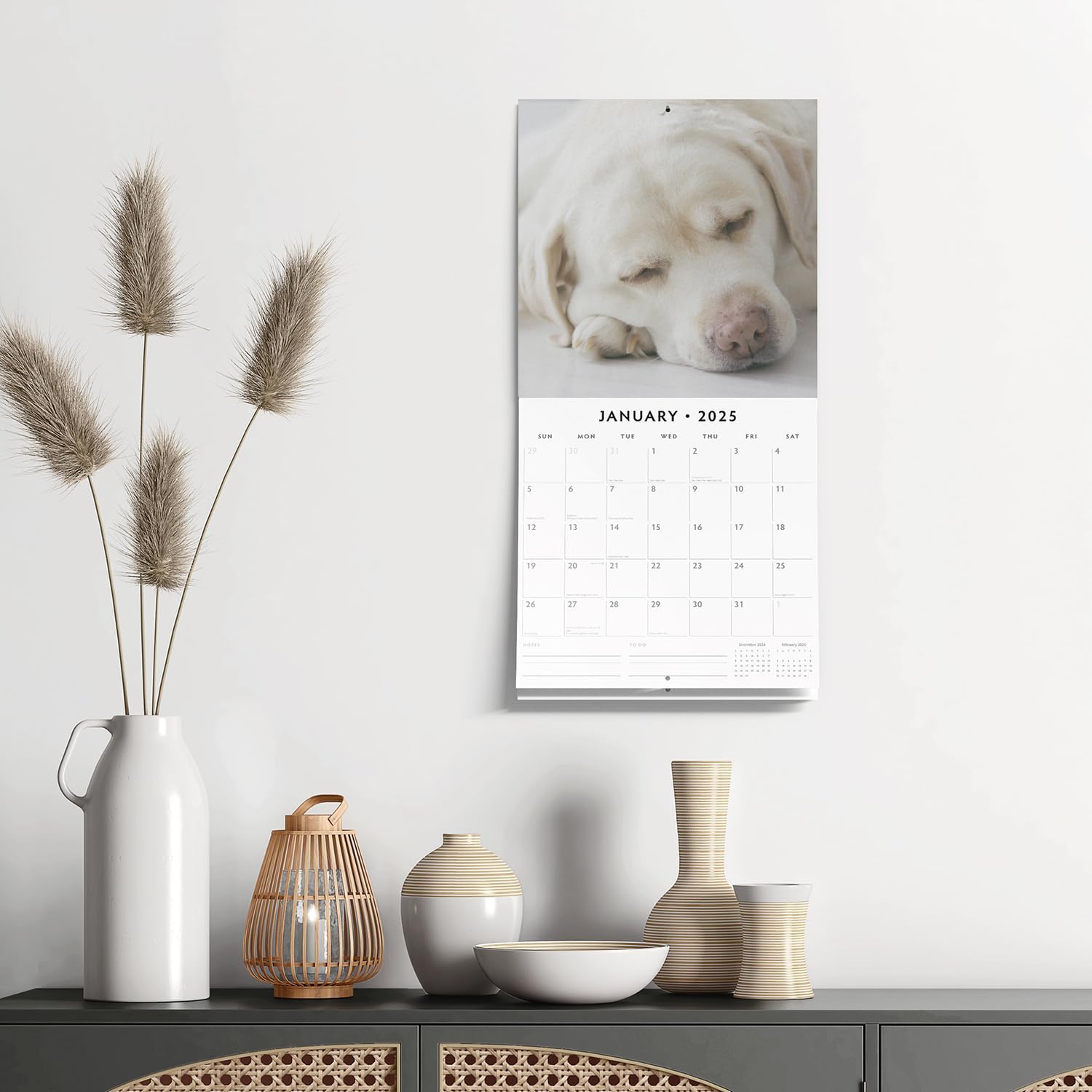 Red Robin 2025 Yellow Labrador Monthly Wall Calendar | 12" x 24" Open | Premium Thick & Sturdy Paper | Hangable 12 Month Calendar | Plastic Free | 4 Month Transition Page for 2024