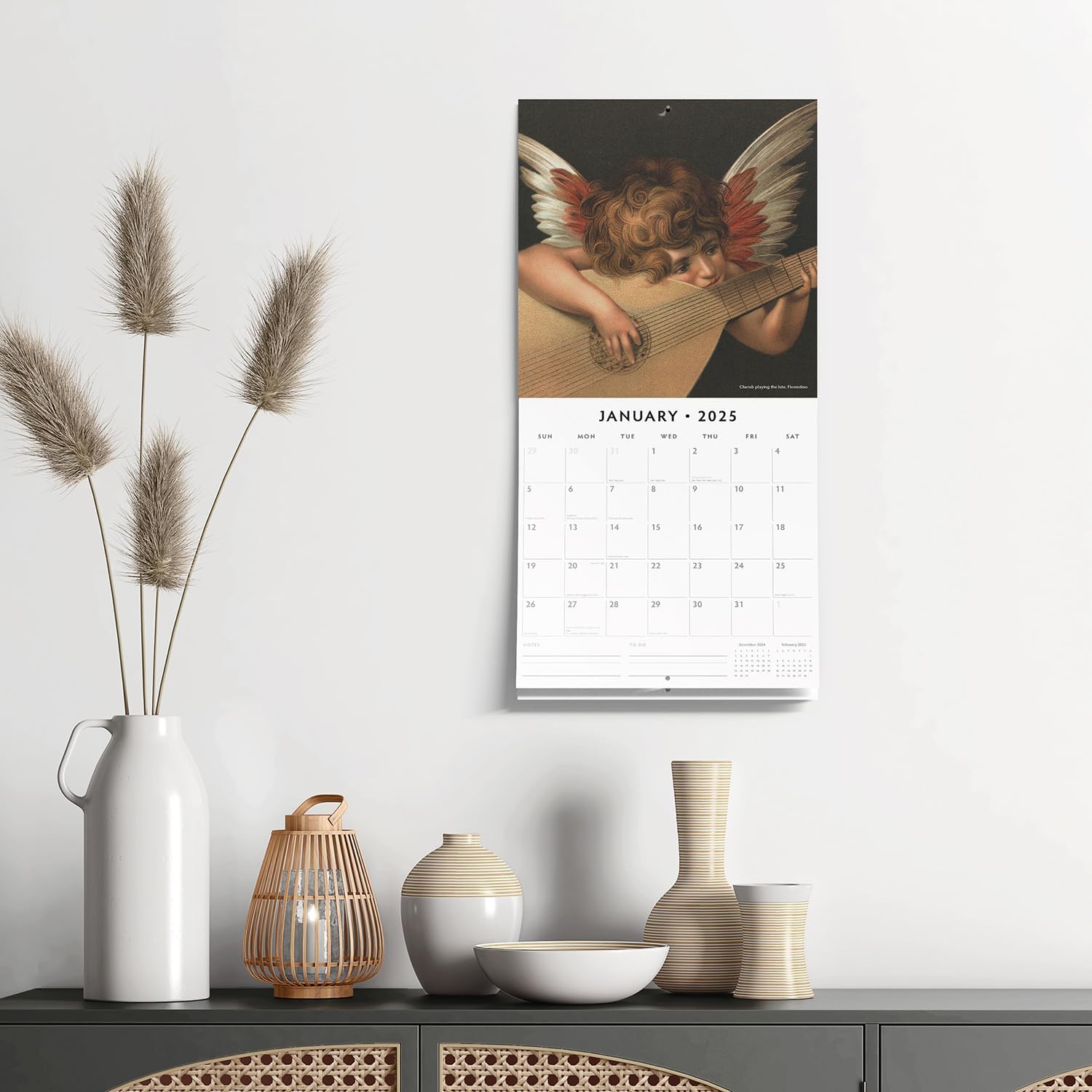 Red Robin 2025 Angels Monthly Wall Calendar | 12" x 24" Open | Premium Thick & Sturdy Paper | Hangable 12 Month Calendar | Plastic Free | 4 Month Transition Page for 2024