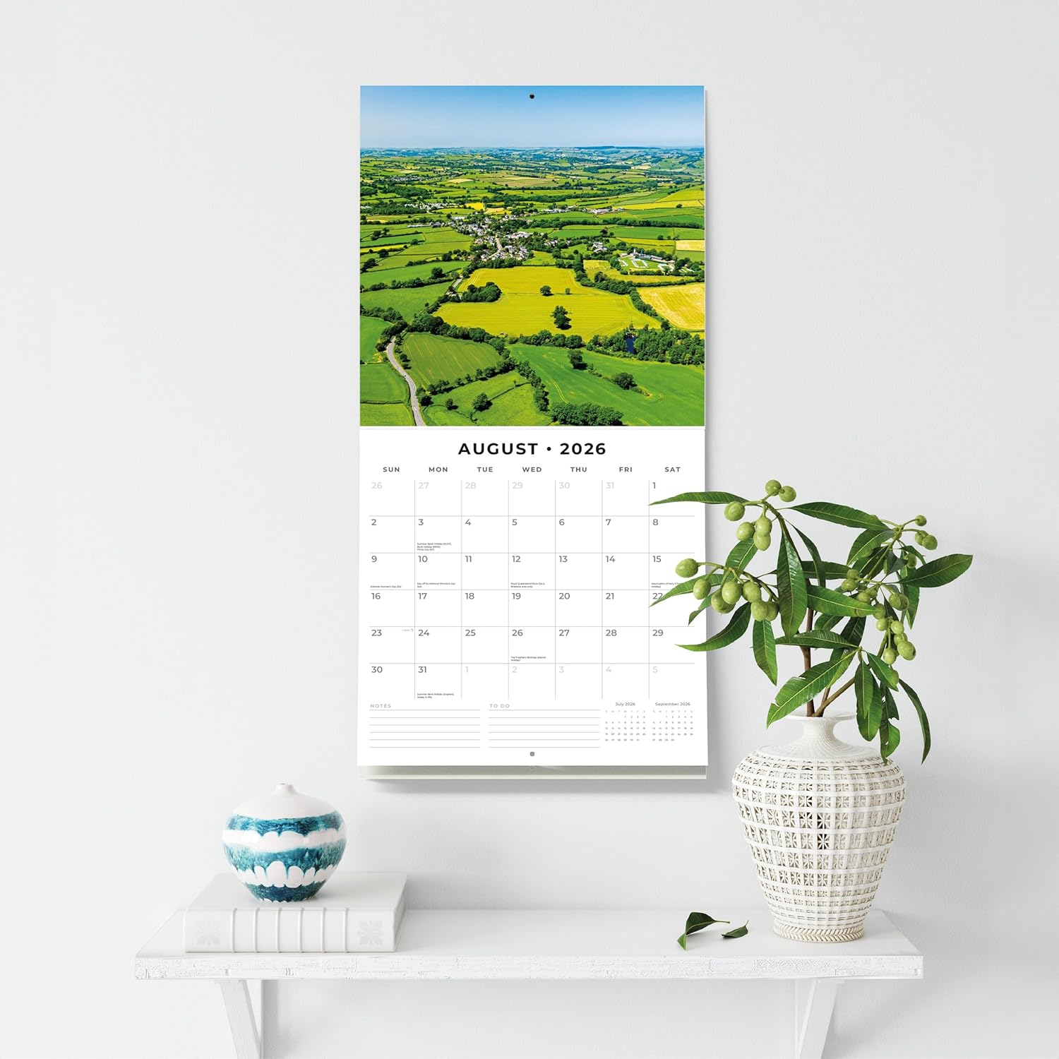 Red Robin 2026 Country Scenes Monthly Wall Calendar | 12" x 24" Open | Premium Thick & Sturdy Paper | Hangable 12 Month Calendar | Lined Notes & To Do Area | Vivid Images | Plastic Free