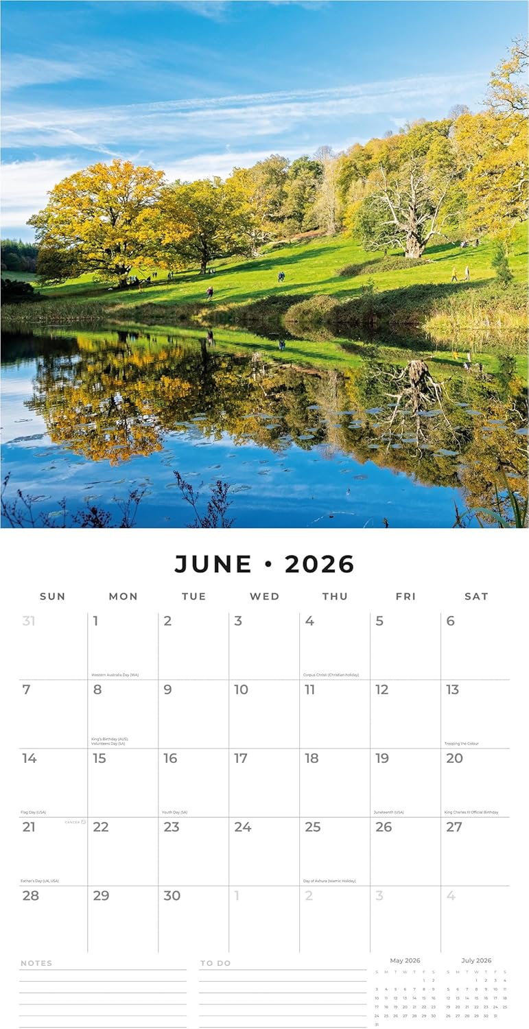 Red Robin 2026 Country Scenes Monthly Wall Calendar | 12" x 24" Open | Premium Thick & Sturdy Paper | Hangable 12 Month Calendar | Lined Notes & To Do Area | Vivid Images | Plastic Free
