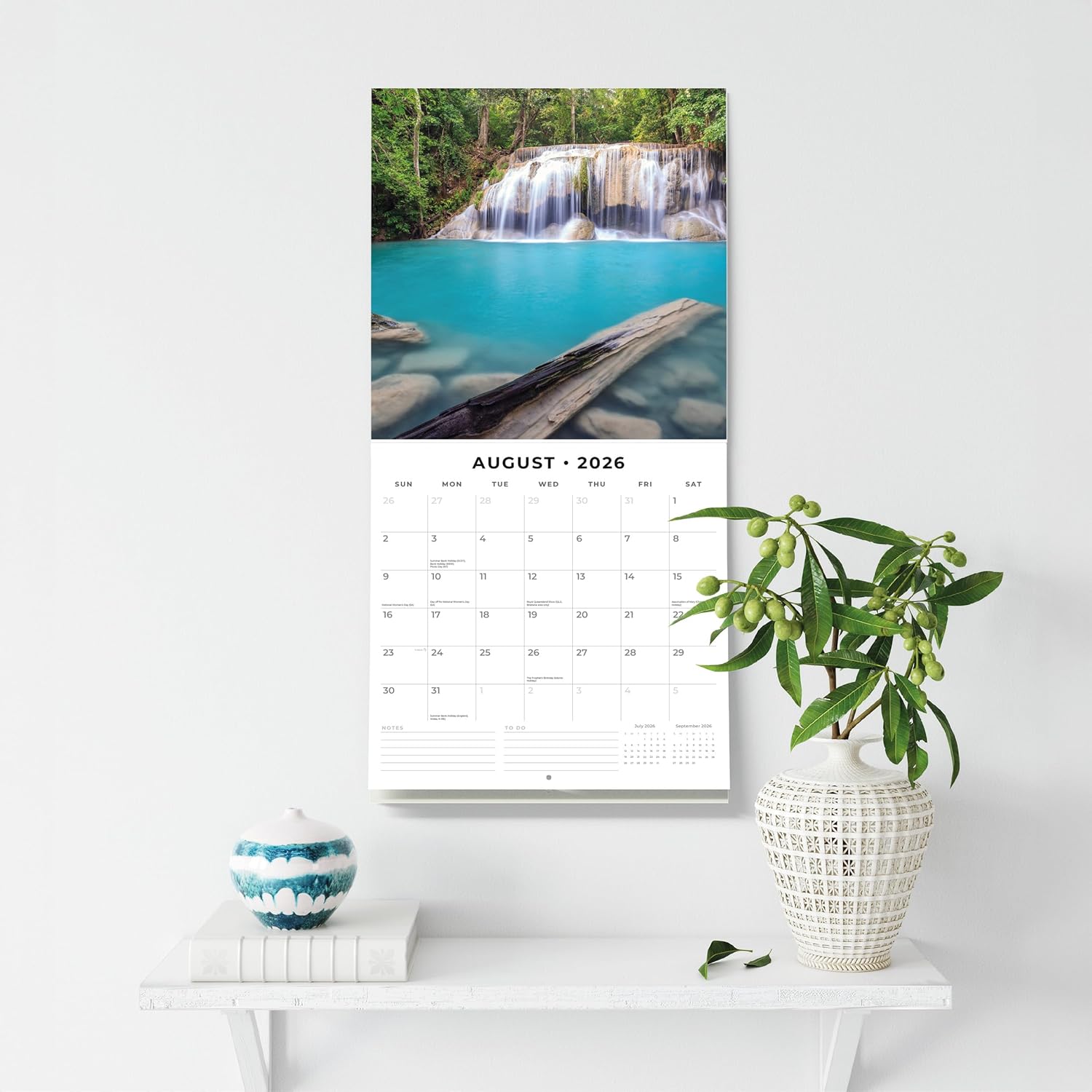 Red Robin 2026 Thailand Monthly Wall Calendar | 12" x 24" Open | Premium Thick & Sturdy Paper | Hangable 12 Month Calendar | Lined Notes & To Do Area | Vivid Images | Plastic Free