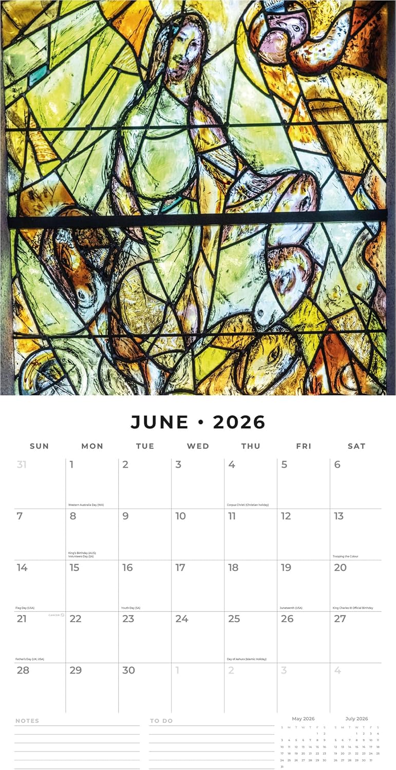 Red Robin 2026 Chagall Monthly Wall Calendar | 12" x 24" Open | Premium Thick & Sturdy Paper | Hangable 12 Month Calendar | Lined Notes & To Do Area | Vivid Images | Plastic Free