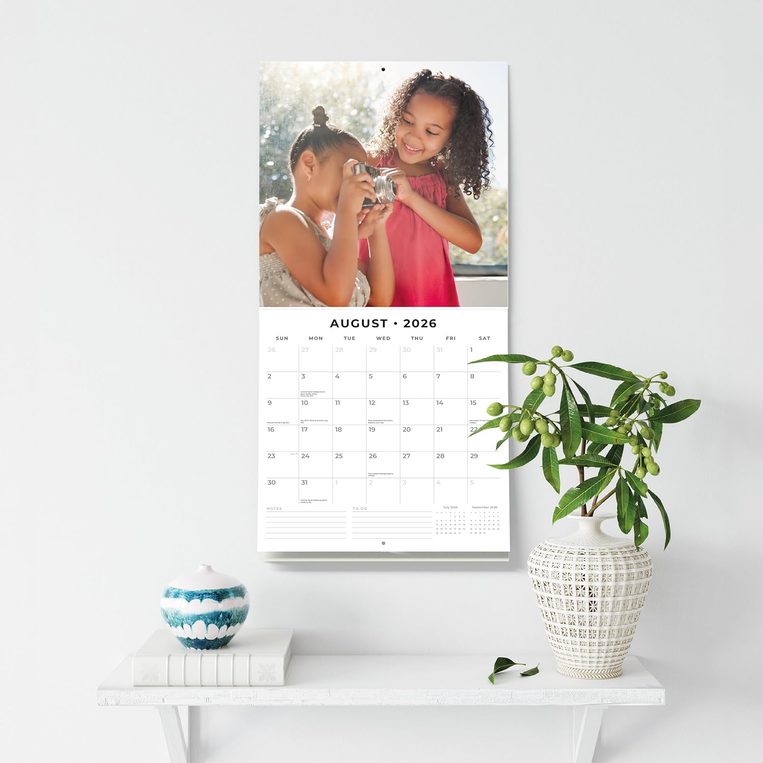 Red Robin 2026 Sisters Monthly Wall Calendar | 12" x 24" Open | Premium Thick & Sturdy Paper | Hangable 12 Month Calendar | Lined Notes & To Do Area | Vivid Images | Plastic Free